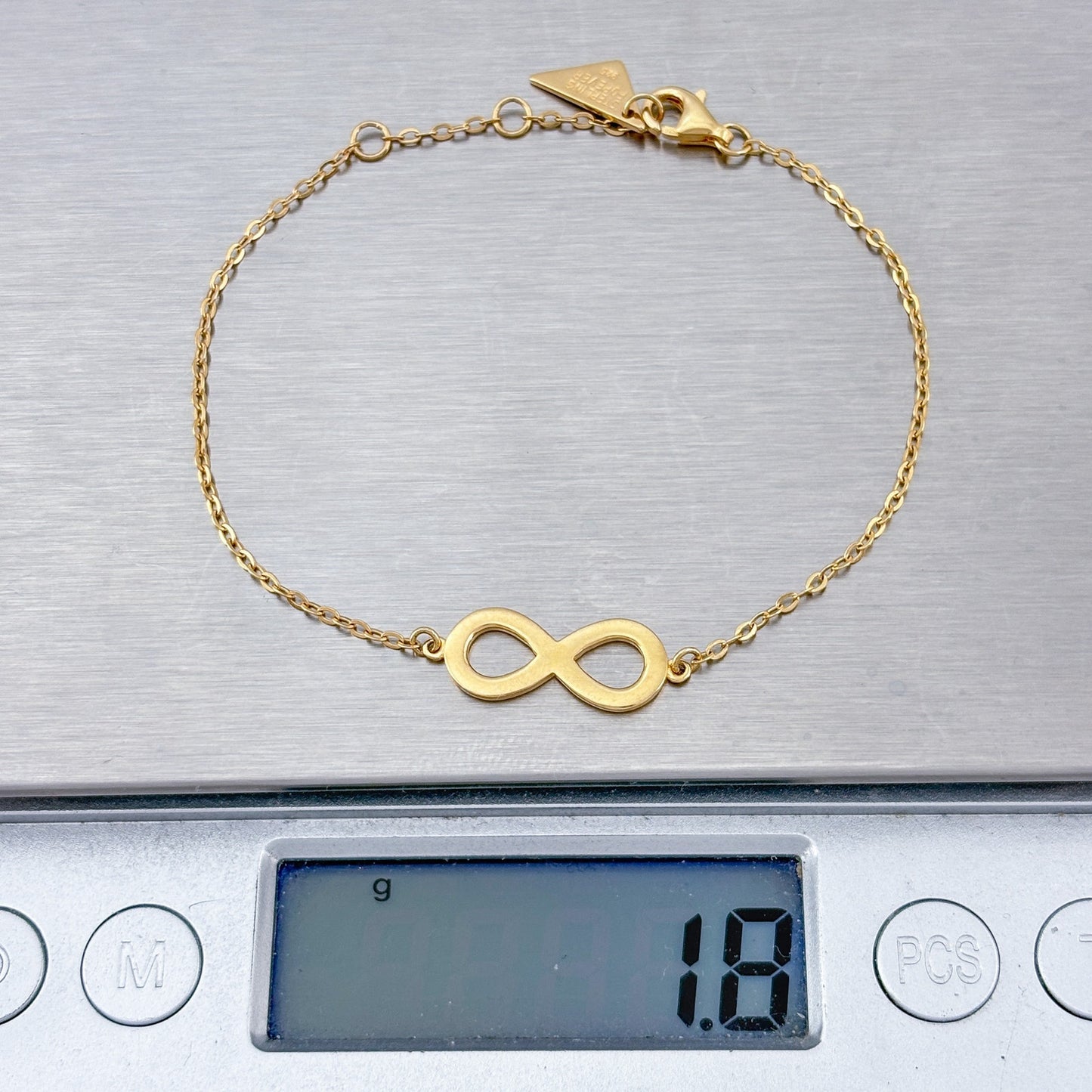 Vintage Gold-Tone Sterling Silver 925 Infinity Symbol Bracelet 6", 6.5", 7"