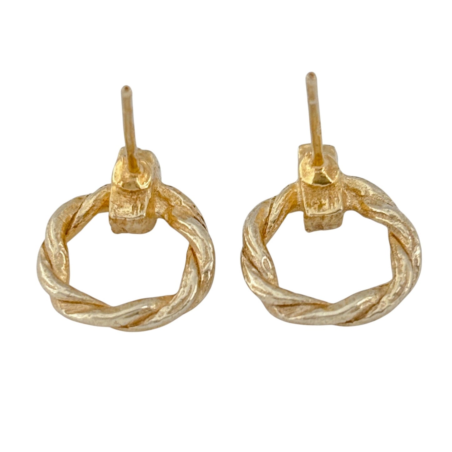 Vintage Gold-Tone Sterling Silver 925 Doorknocker Earrings