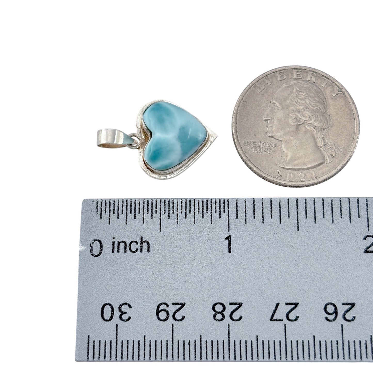 Vintage Sterling Silver 925 Larimar Heart Pendant