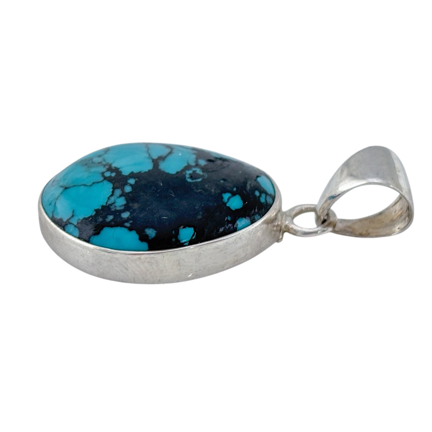 Vintage Sterling Silver 925 Turquoise Oval Pendant