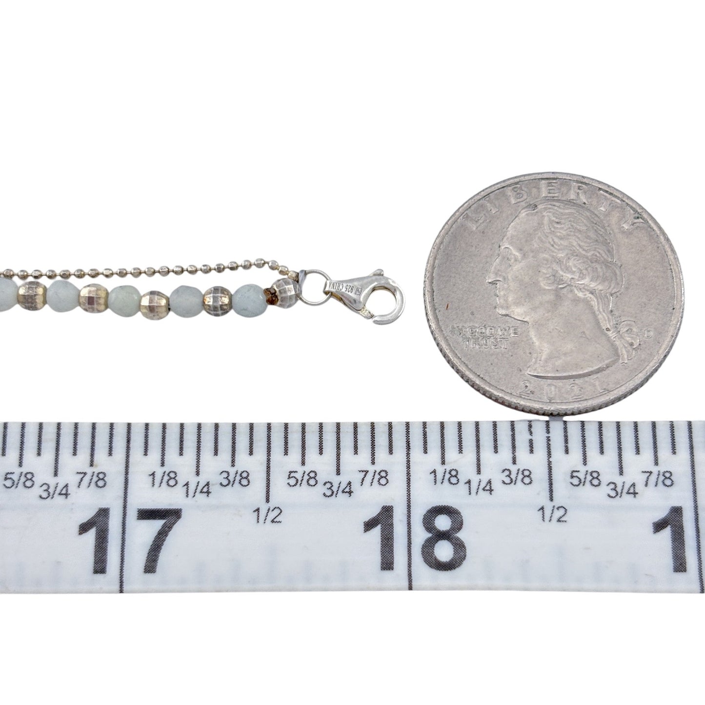 Vintage Sterling Silver 925 Bead Double Strand Necklace 16"-18"