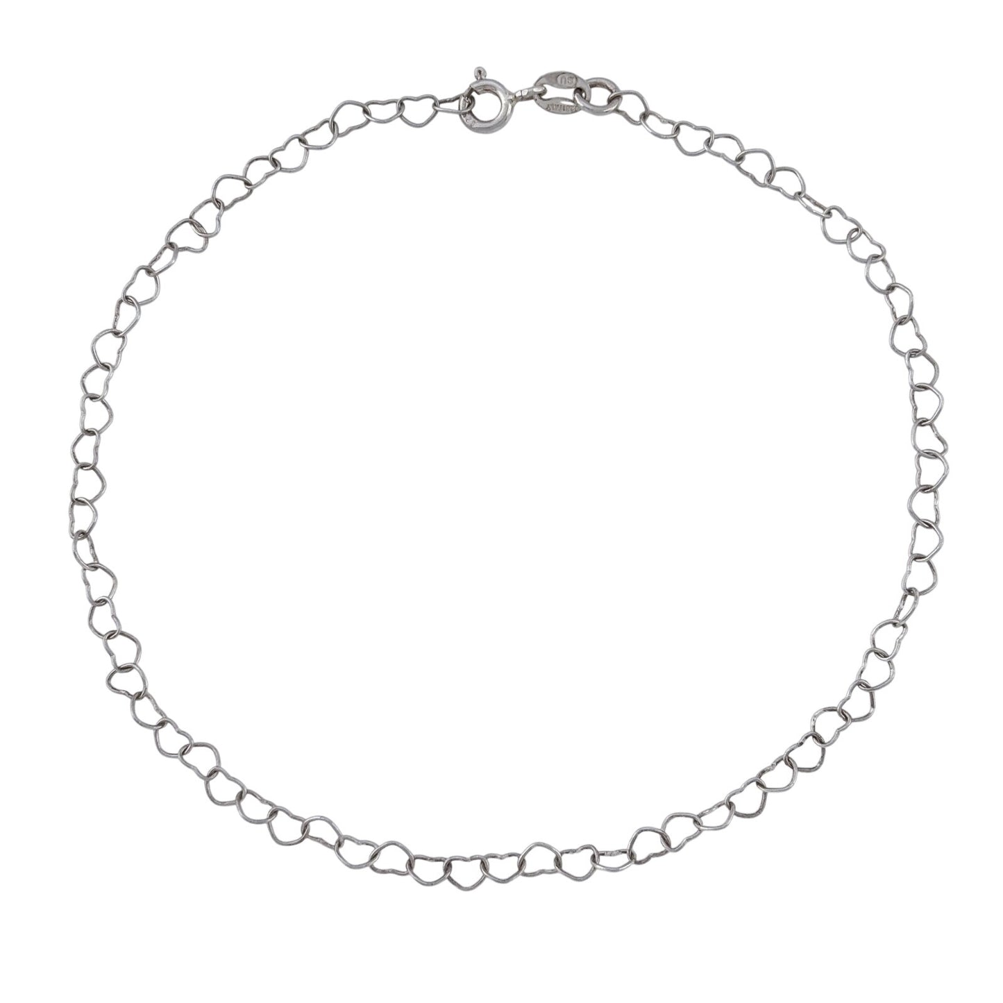 Vintage Sterling Silver 925 Heart Link Anklet 9"