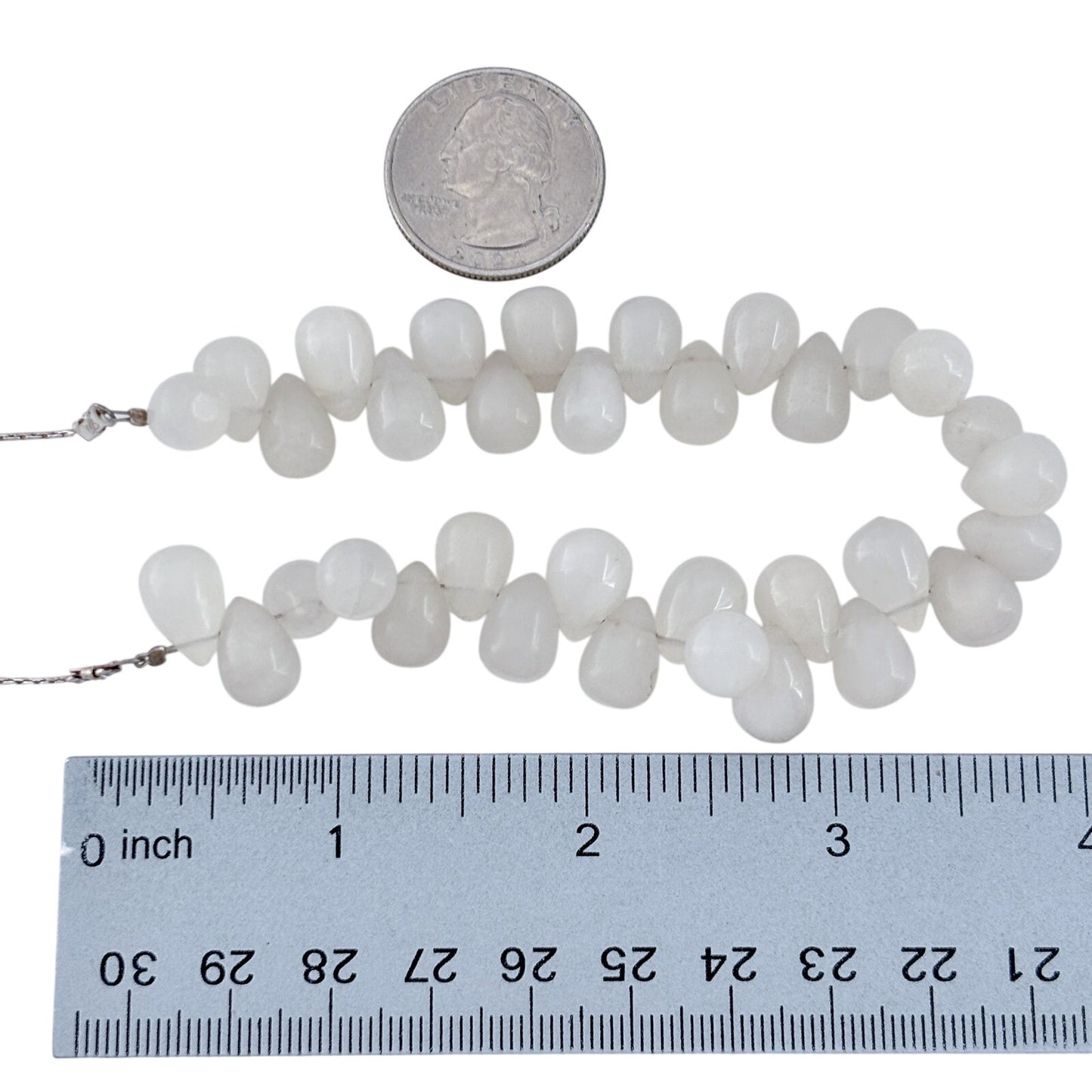 Vintage Sterling Silver 925 White Quartz Tumbled Necklace 16.5"