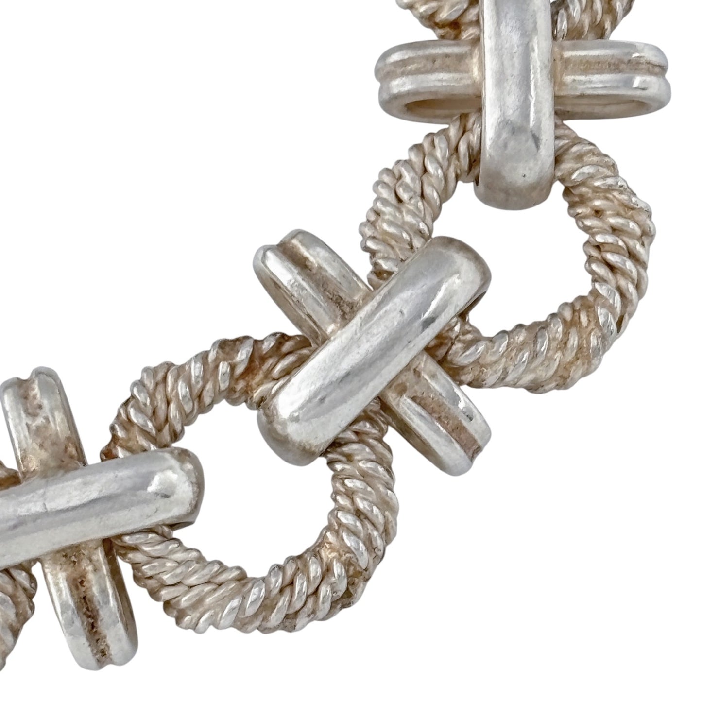 Vintage Mexico Sterling Silver 925 Rope Link Bracelet 8"