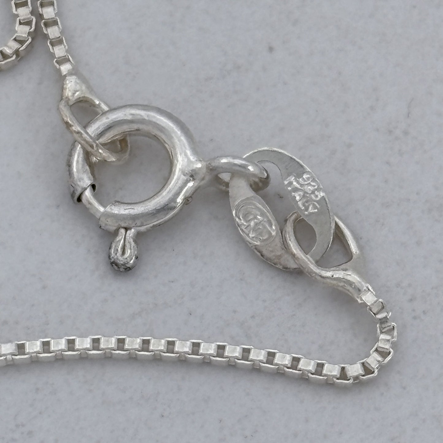 Vintage Italy Sterling Silver 925 Box Link Chain Necklace 16"