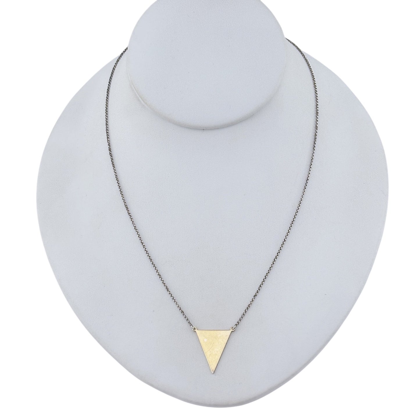 Vintage Sterling Silver 925 Mixed Metal Triangle Necklace 16-18"