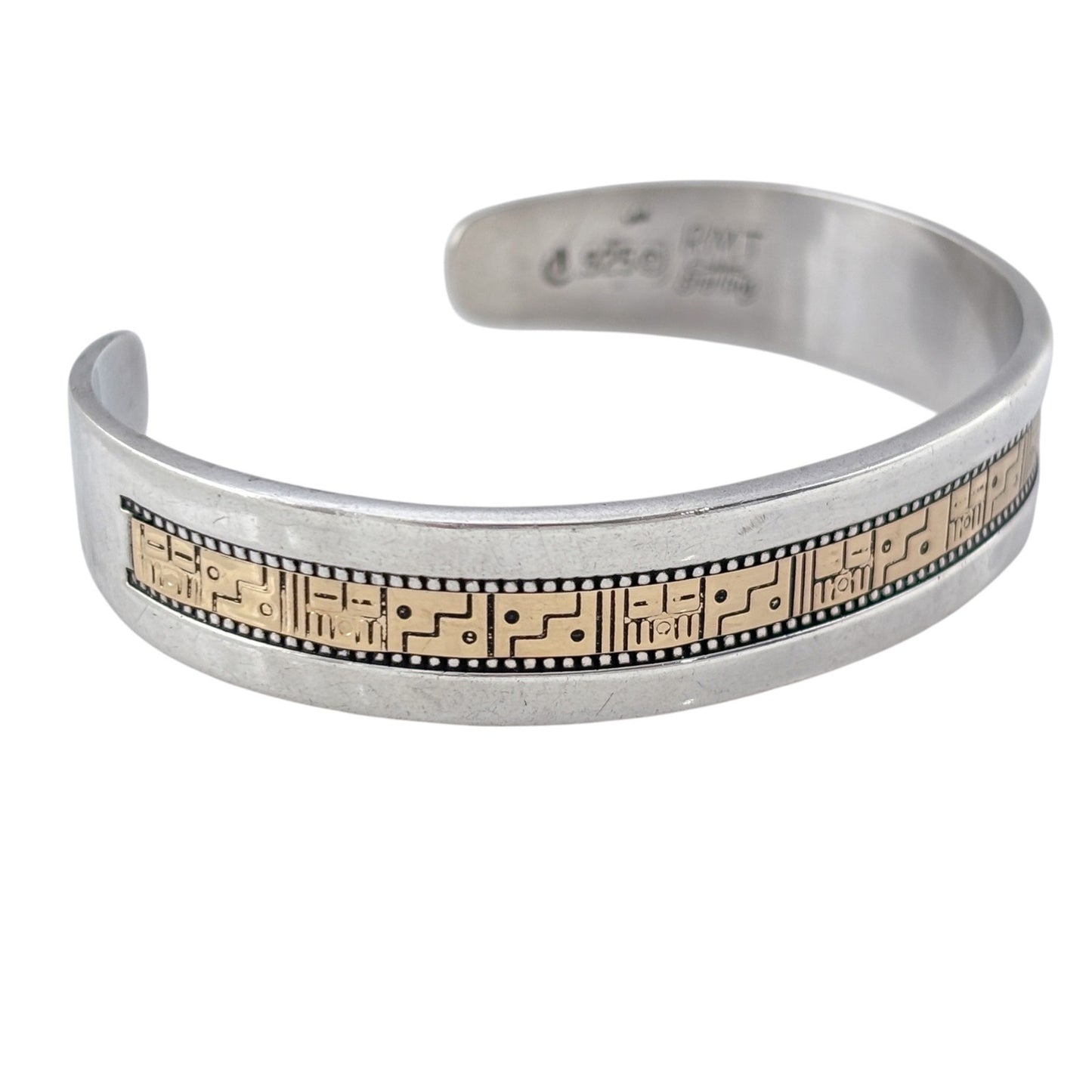 Vintage RMT Roderick Tenorio 14K Gold Sterling Silver Southwestern Cuff 6.75"