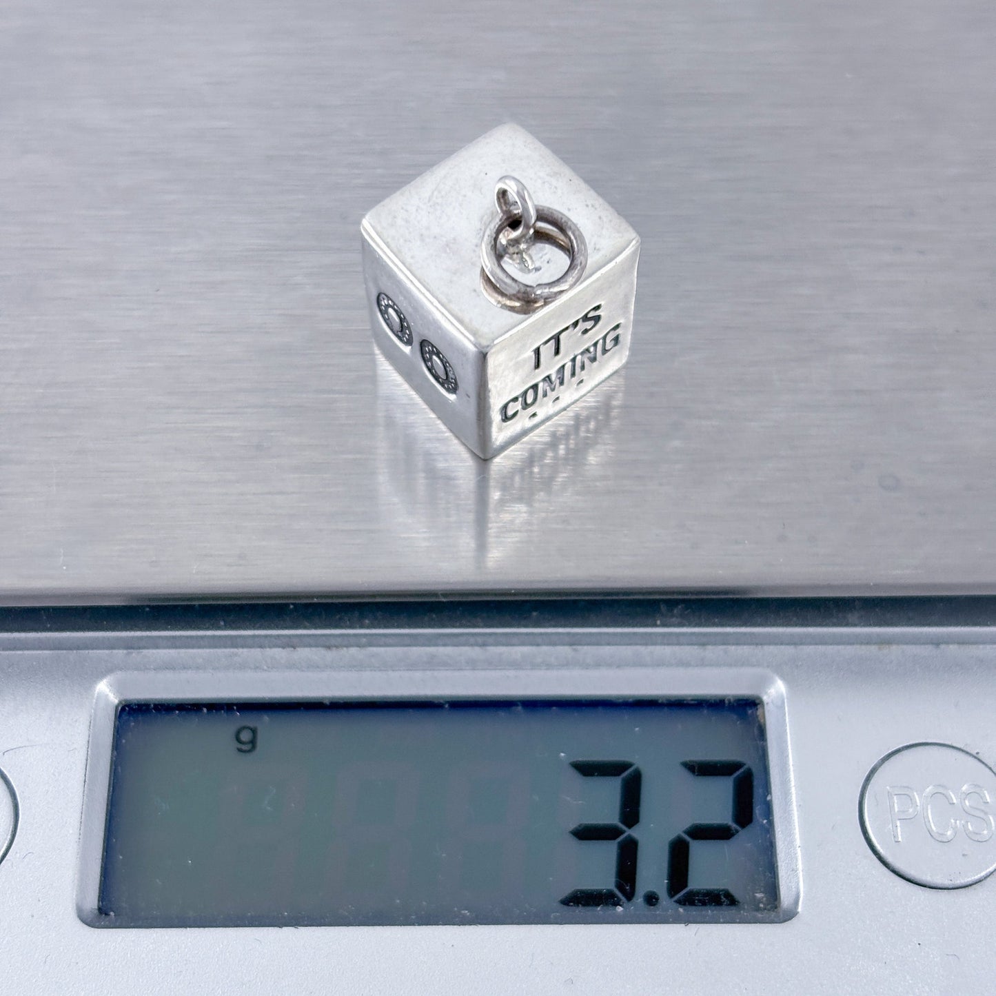 Vitnage Sterling Silver 925 Y2K Millennium Cube Pendant