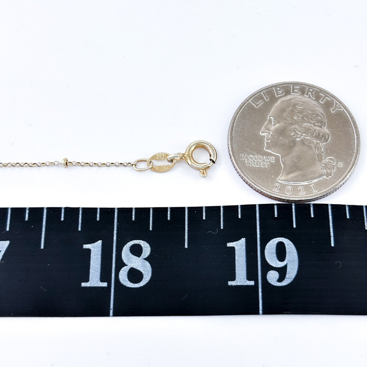 Vintage Gold-Tone Sterling Silver Station Chain Necklace Adjustable 17”-18.5”