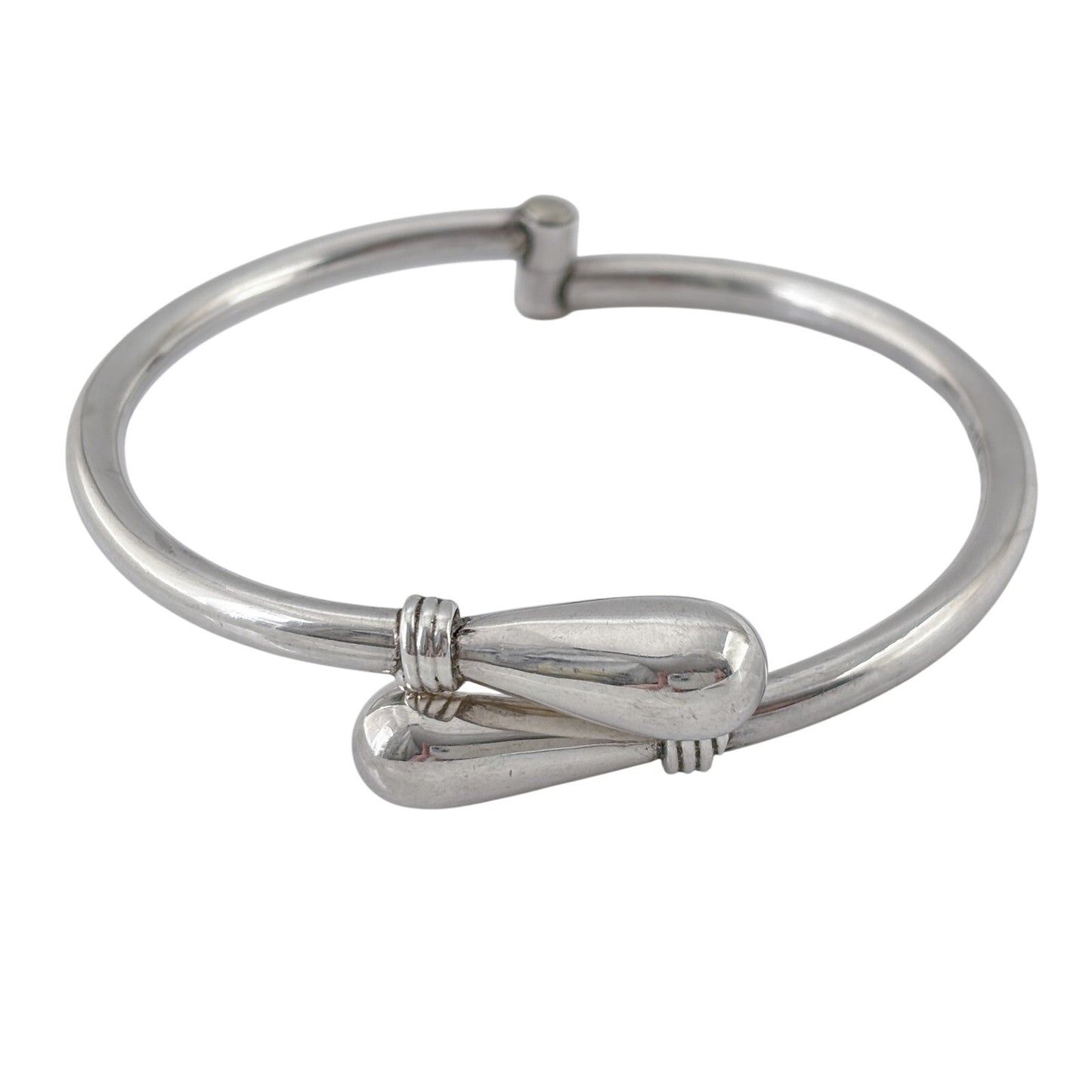 Vintage Mexican Sterling Silver 925 Teardrop Tip Crossover Bracelet 7.5"