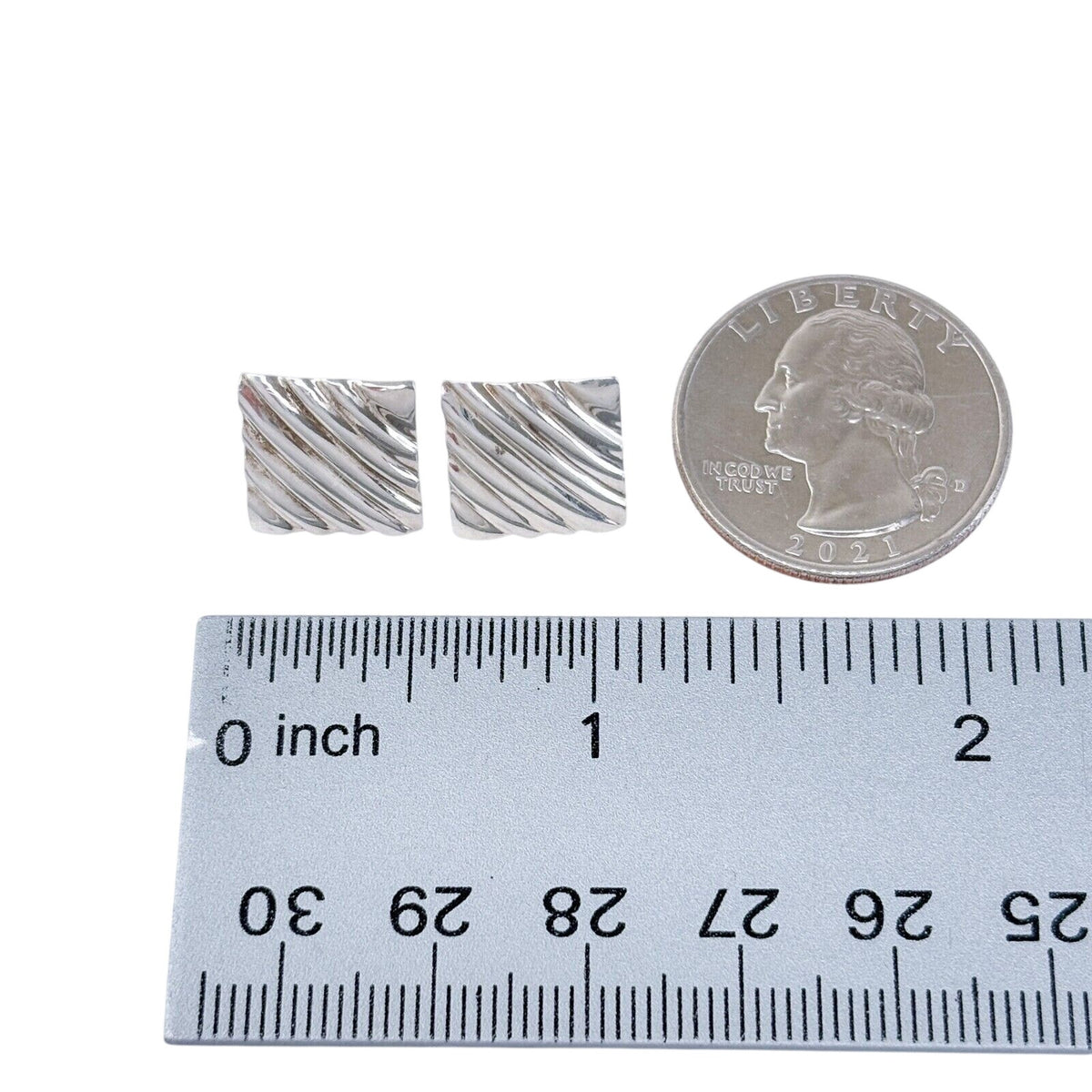 Vintage Sterling Silver 925 Square Textured Stud Earrings