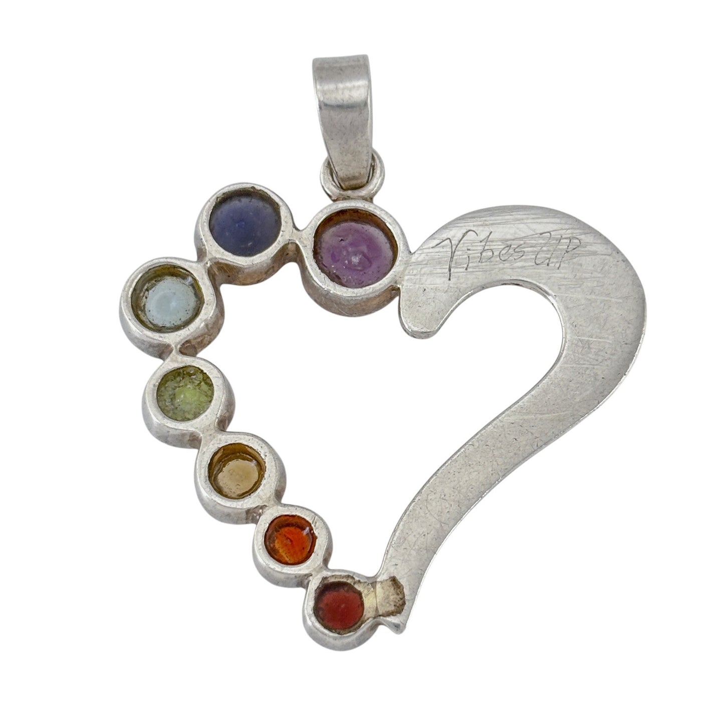 Vintage Sterling Silver 925 Multi Gem Heart Pendant