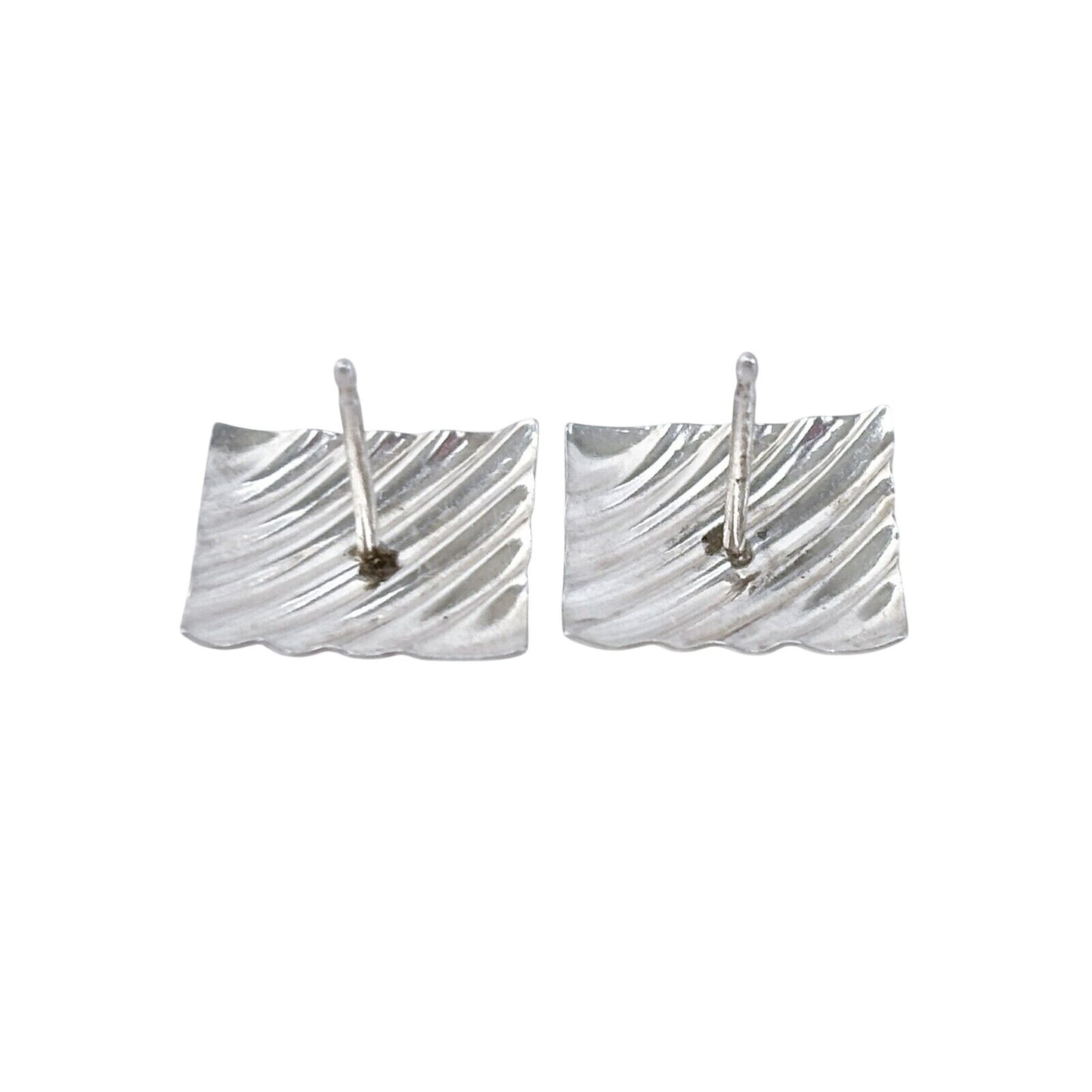 Vintage Sterling Silver 925 Square Textured Stud Earrings