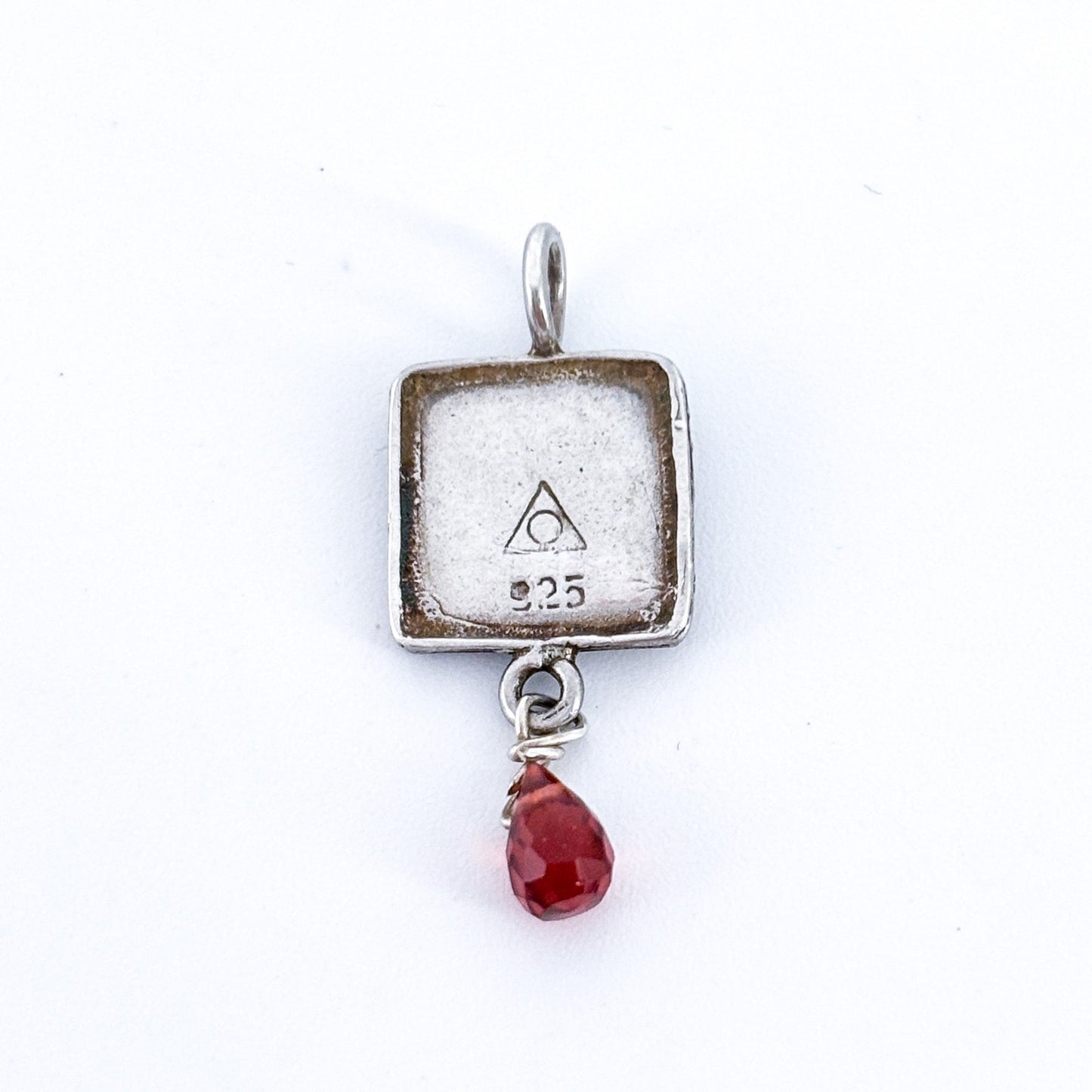 Vintage Sterling Silver 925 Garnet Dangle Pendant