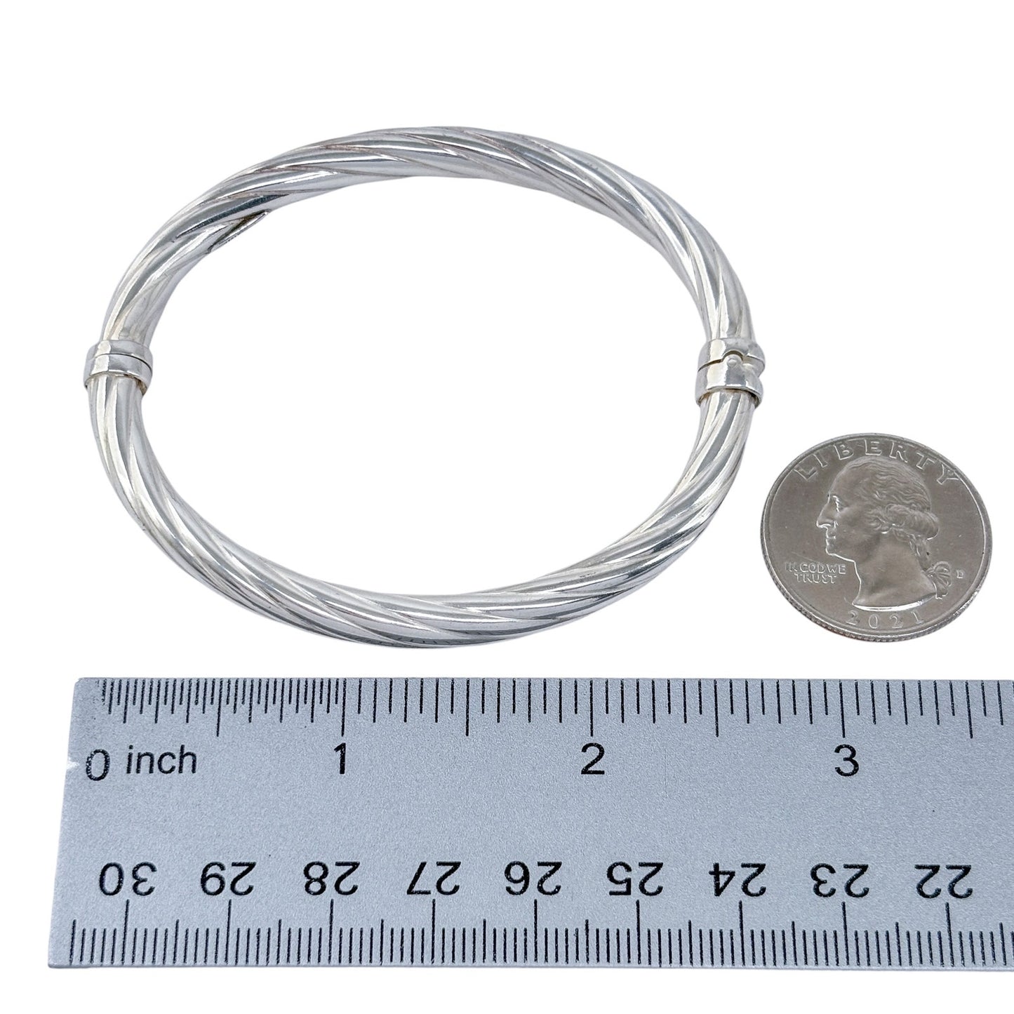 Estate Dyadema Sterling Silver 925 Twisted Bangle Bracelet 7"