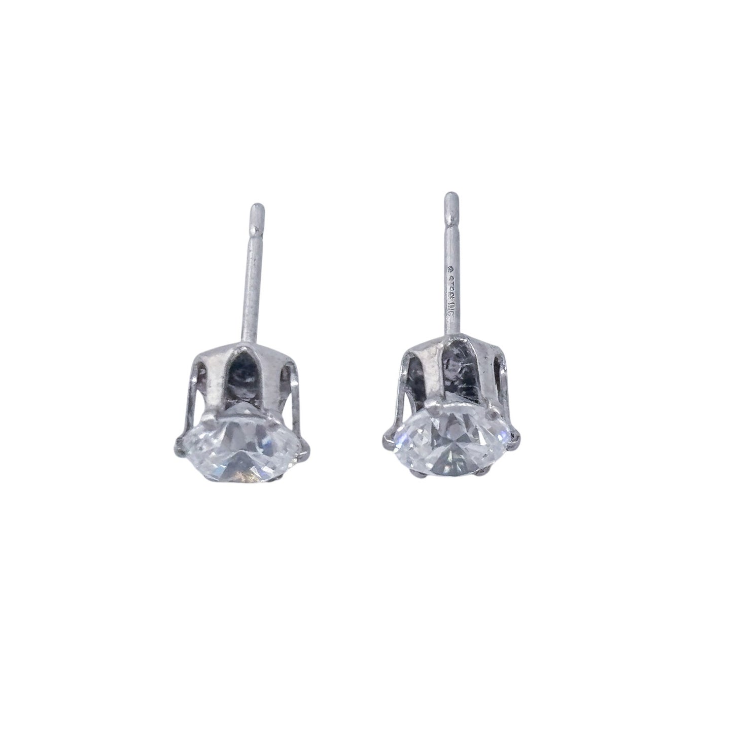Vintage Sterling Silver 925 Cubic Zirconia Stud Earrings