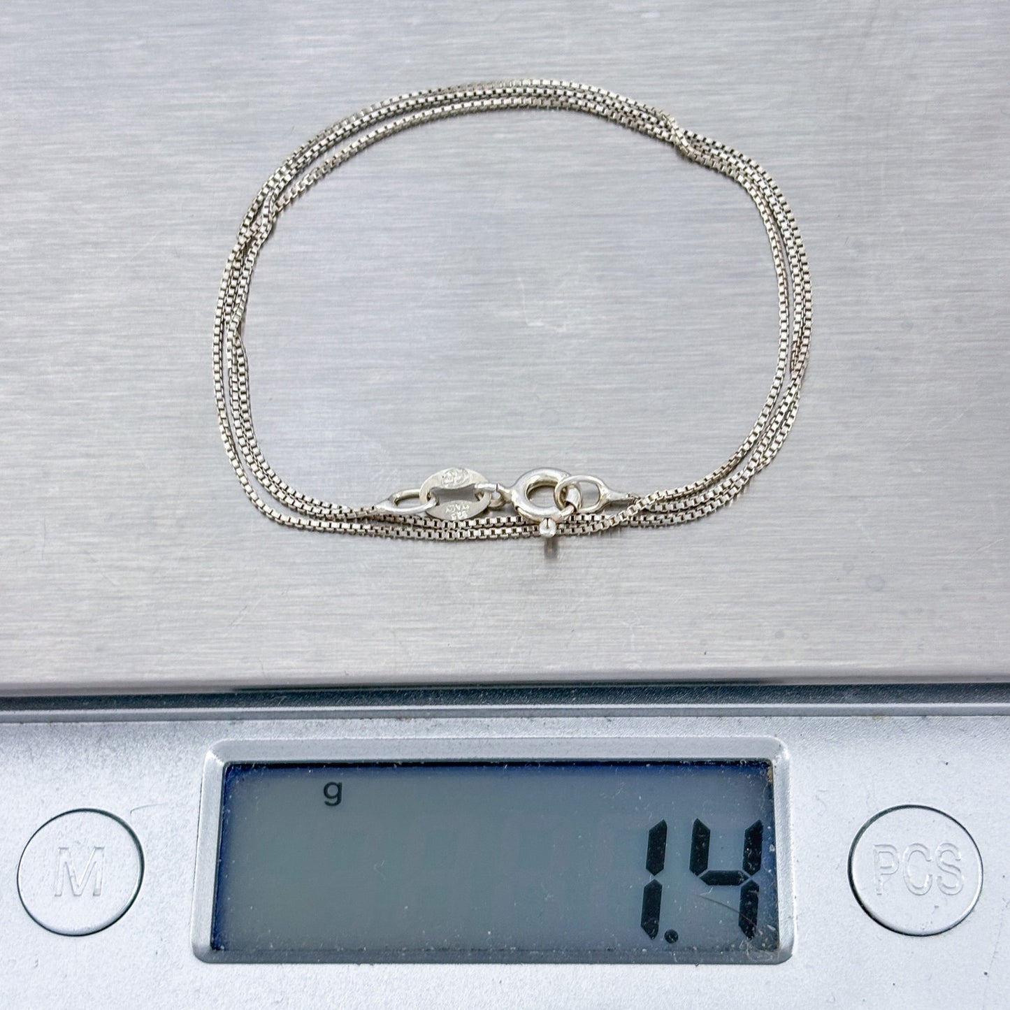Vintage Italian Sterling Silver 925 Box Link Chain Necklace 16"