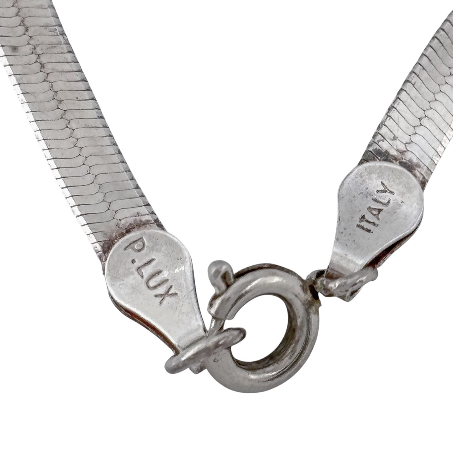 Vintage Italy Sterling Silver 925 Herringbone Chain Necklace 16"