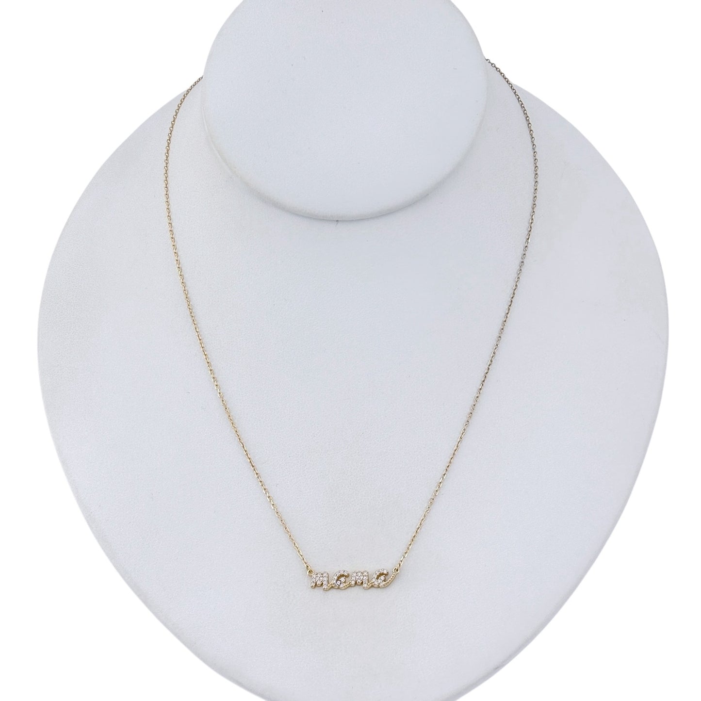 Vintage Sterling Silver 925 Mama Cubic Zirconia Necklace 16"-18"