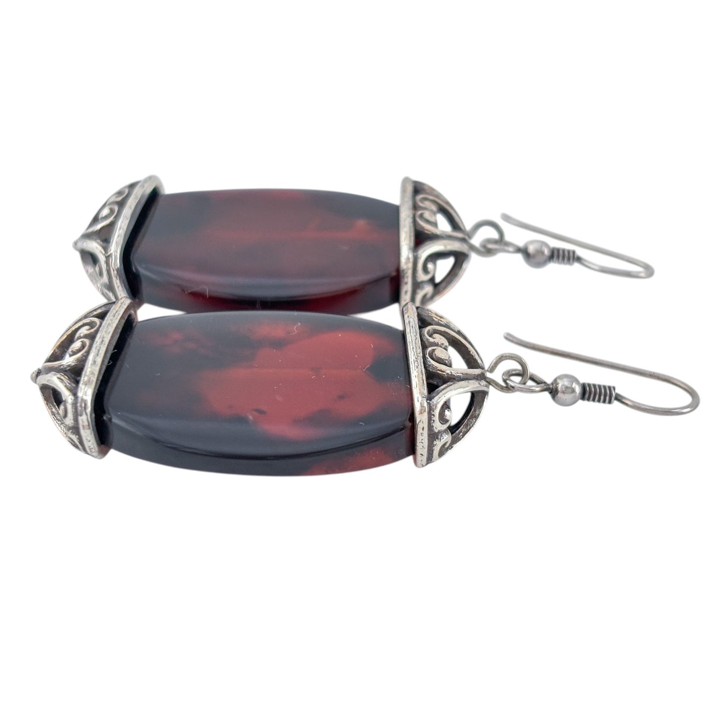 Vintage Sterling Silver 925 Carnelian Earrings