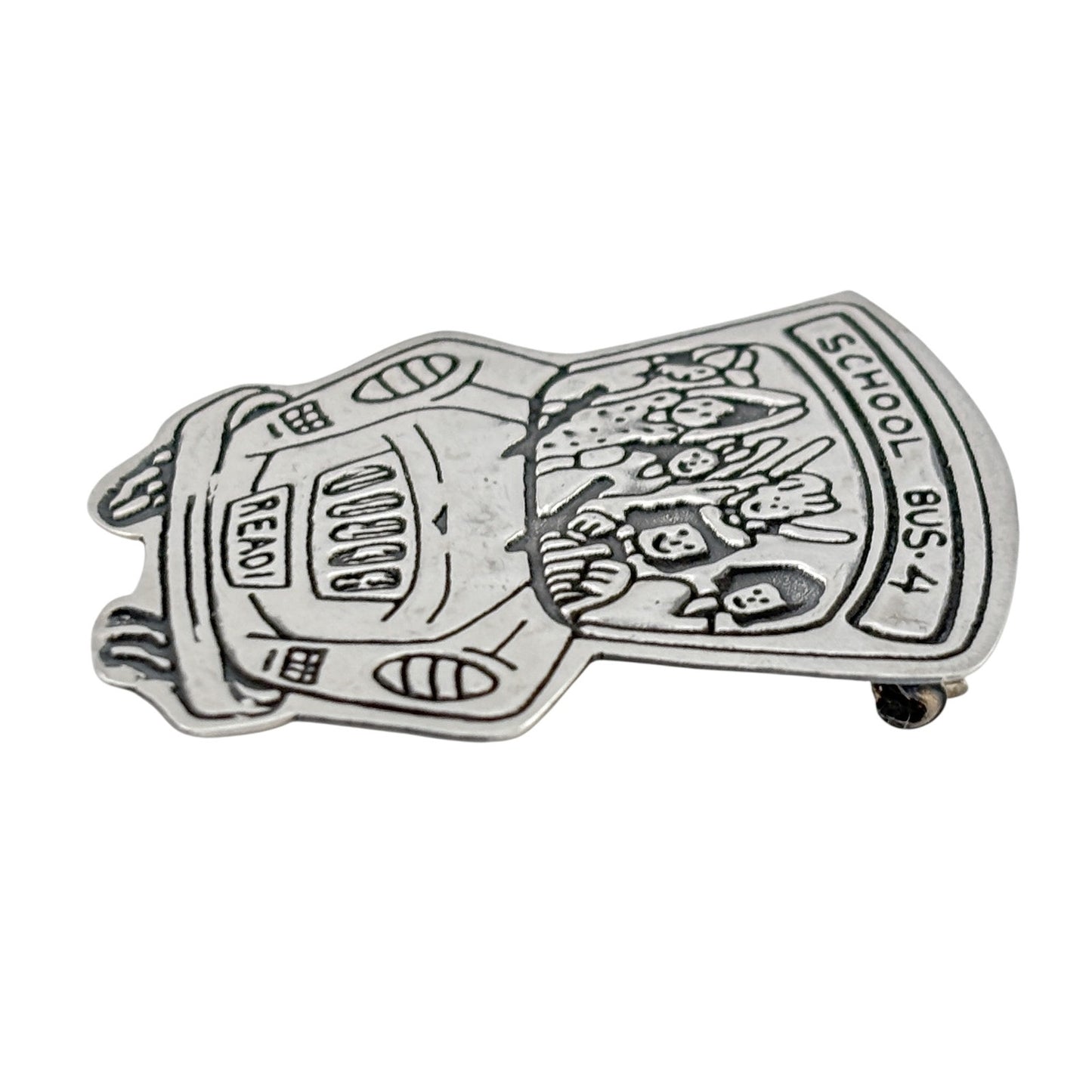 Vintage Sterling Silver 925 School Bus Brooch Pin
