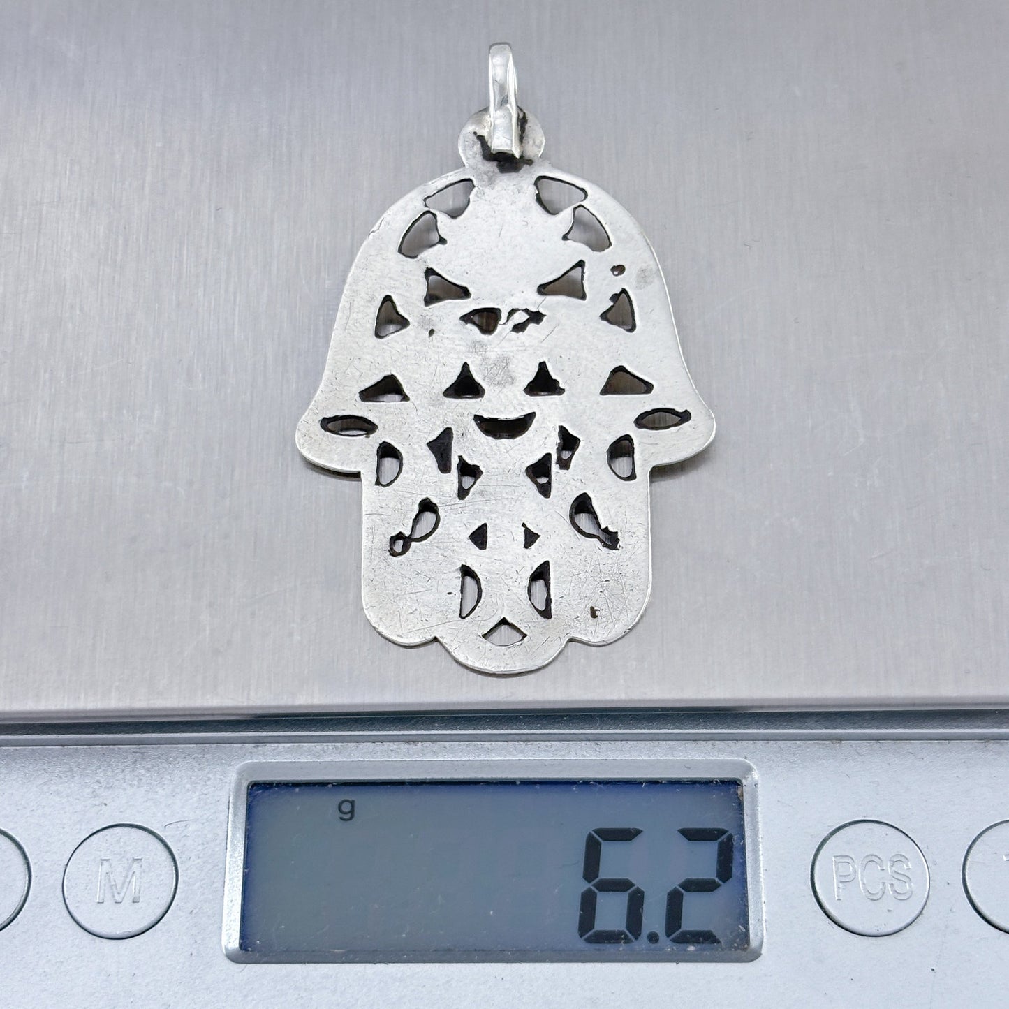 Vintage Sterling Silver 925 Hamsa Hand Pendant