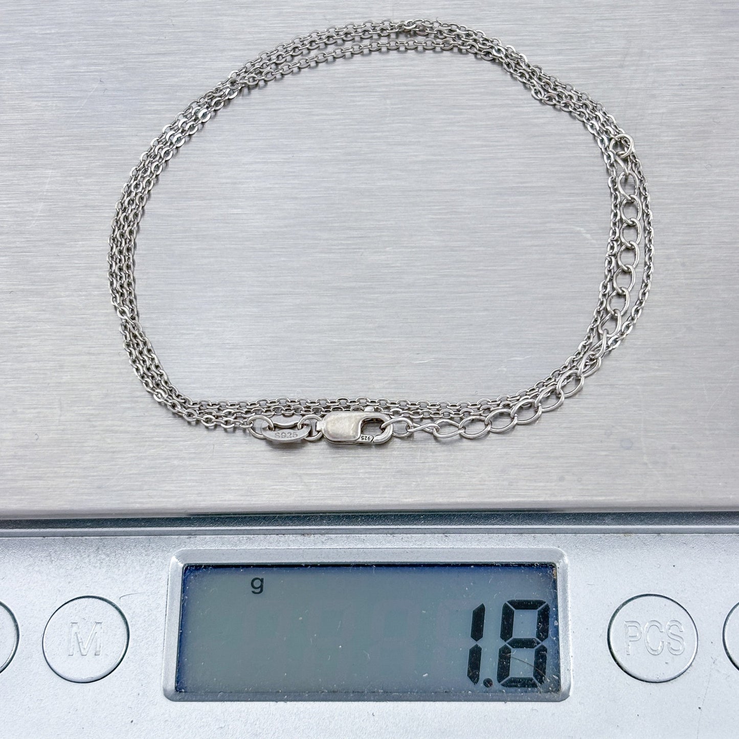 Vintage Sterling Silver 925 Cable Link Chain Necklace 18.5"-20.5"