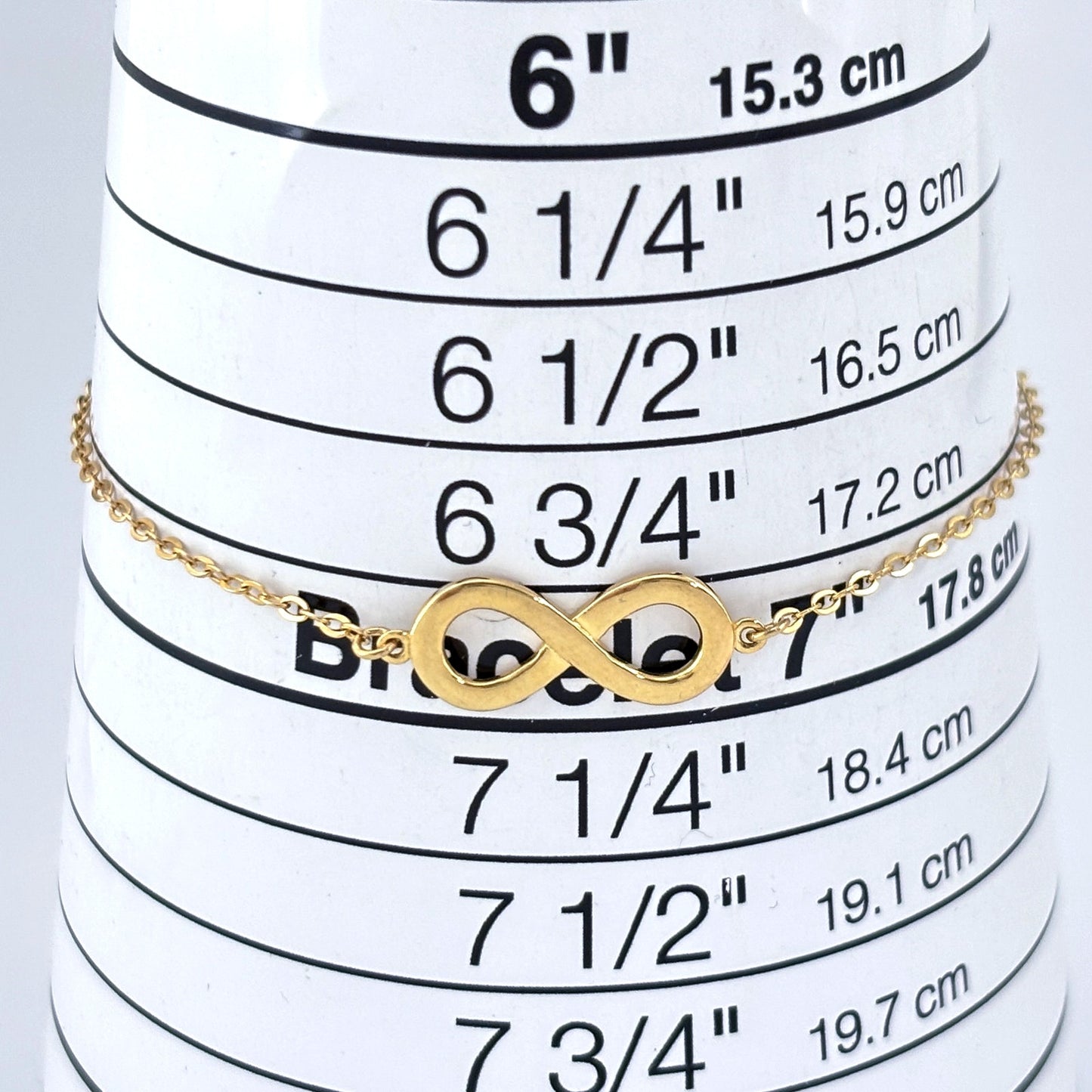 Vintage Gold-Tone Sterling Silver 925 Infinity Symbol Bracelet 6", 6.5", 7"