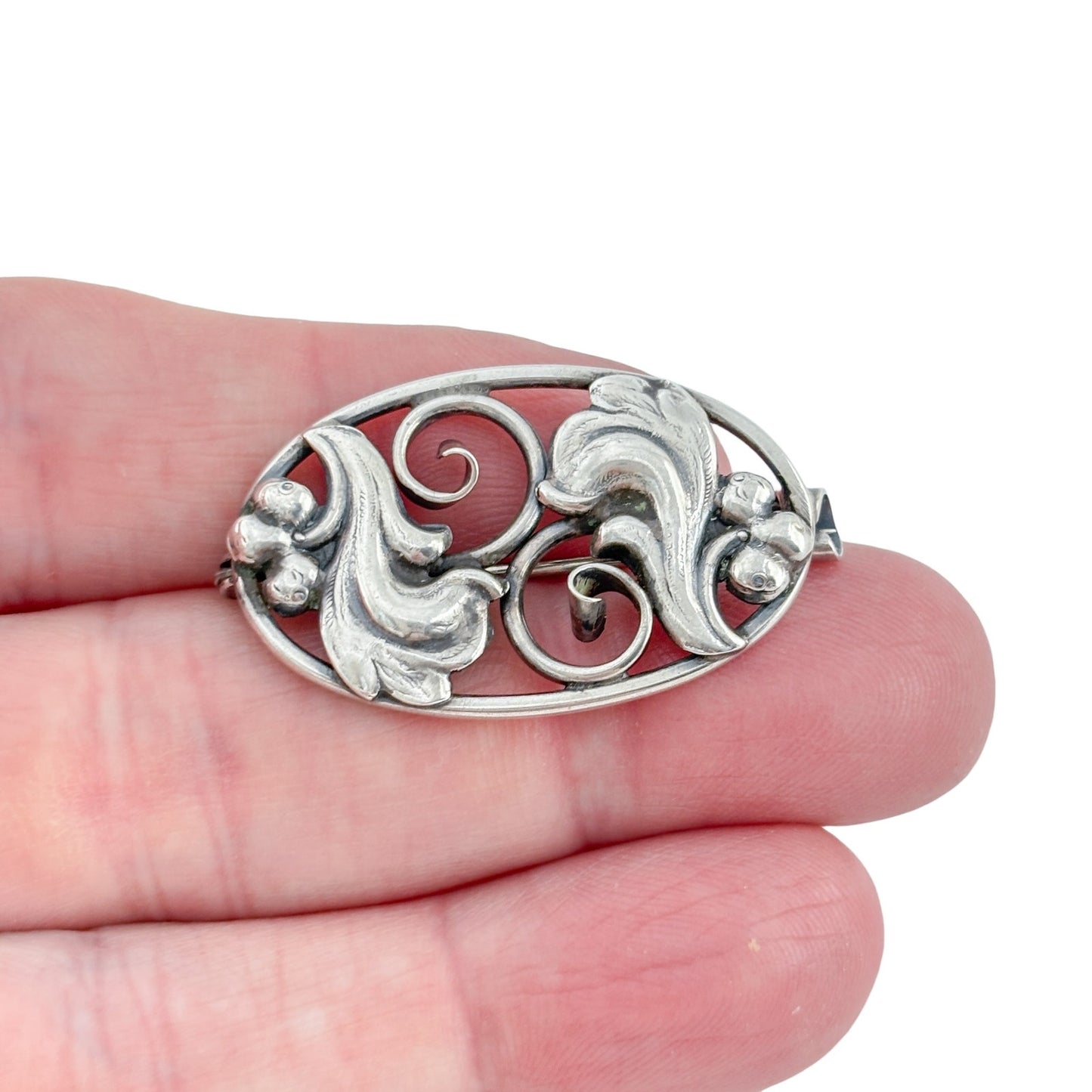 Vintage Sterling Silver 830 Art Nouveau Brooch