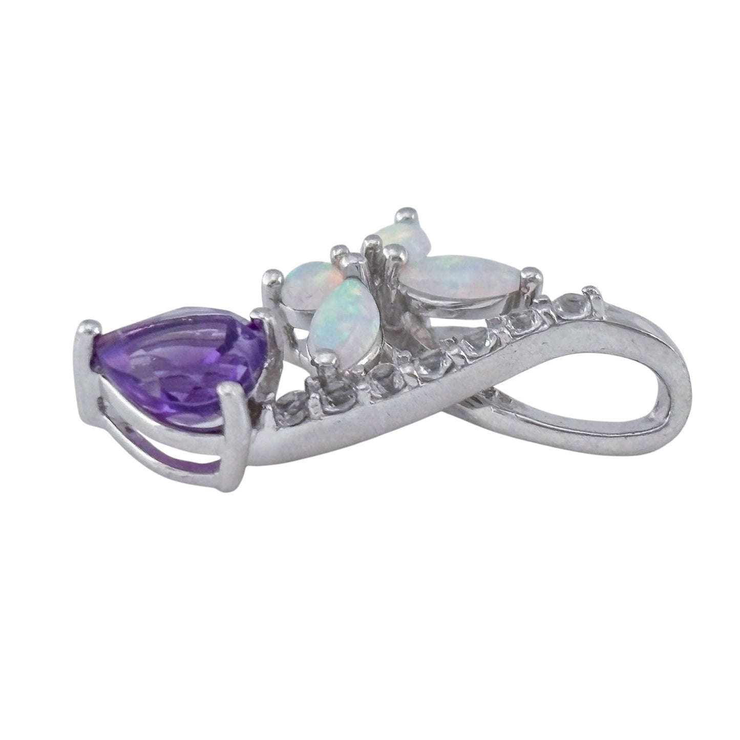 Vintage Sterling Silver 925 Opal Amethyst Topaz Pendant