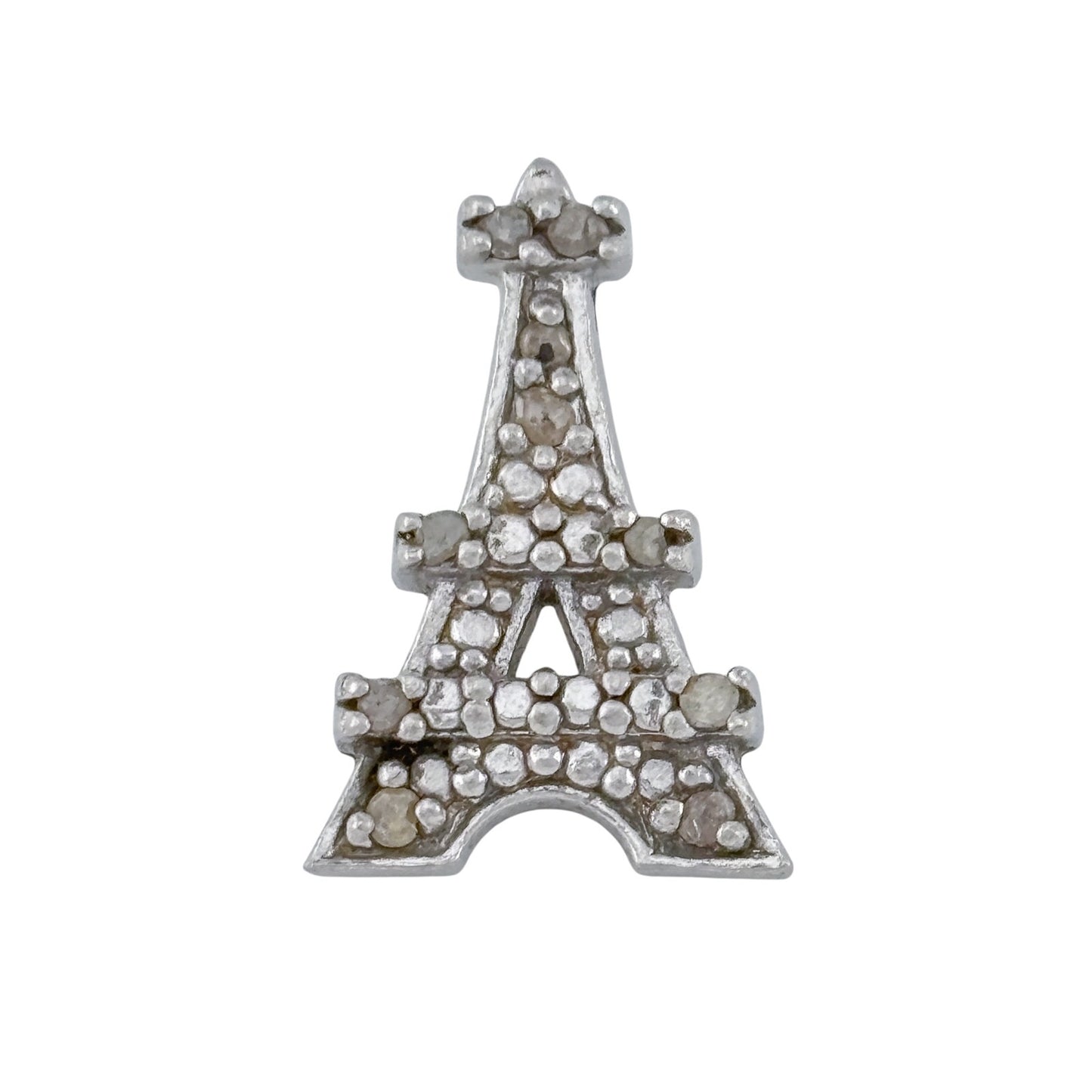 Vintage Sterling Silver 925 Diamond Eiffel Tower Pendant