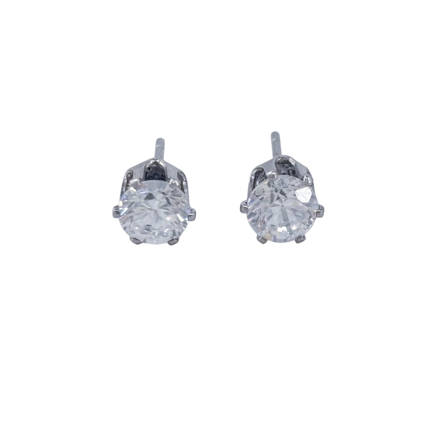 Vintage Sterling Silver 925 Cubic Zirconia Stud Earrings
