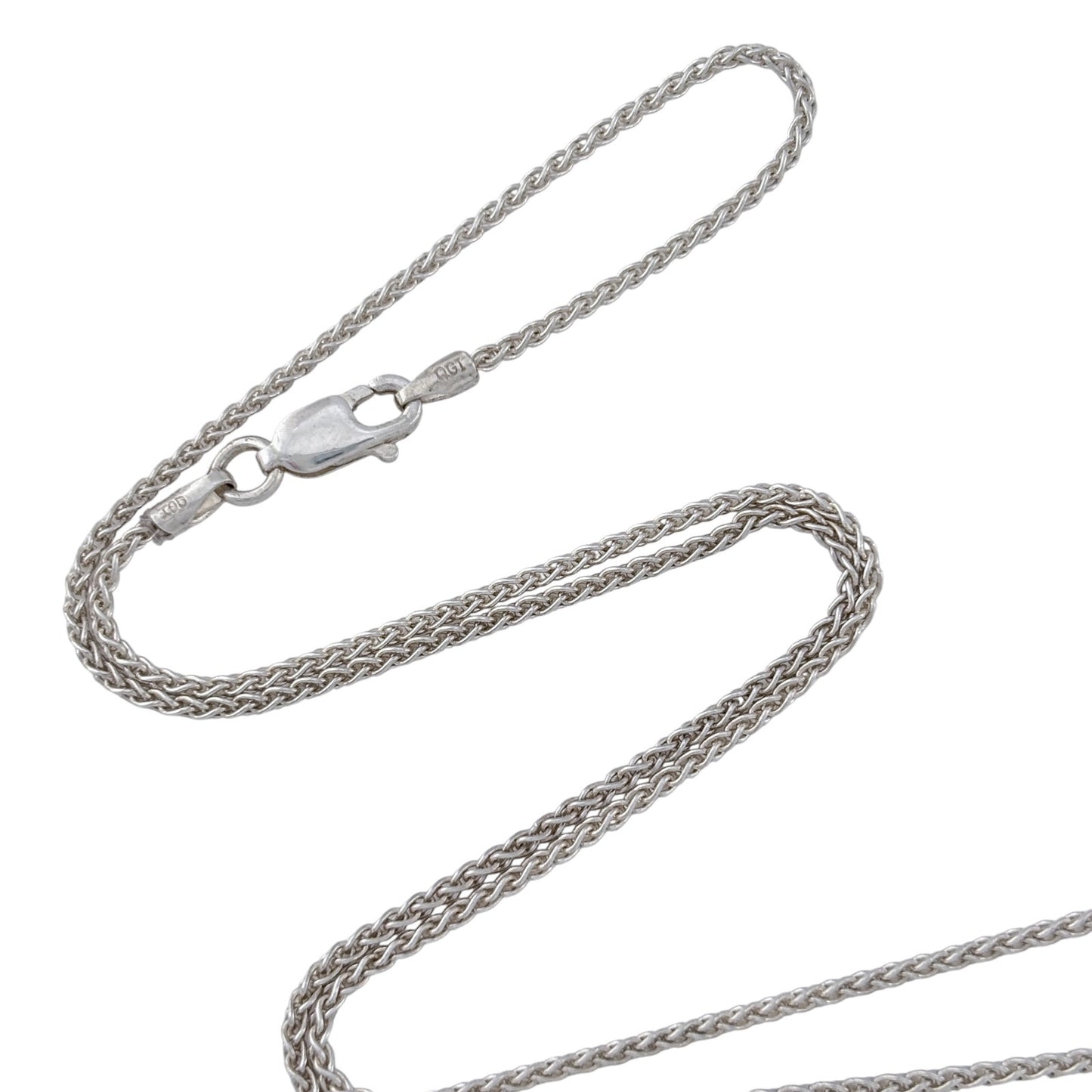 Vintage Italy Sterling Silver 925 Wheat/Spiga Chain Necklace 16"