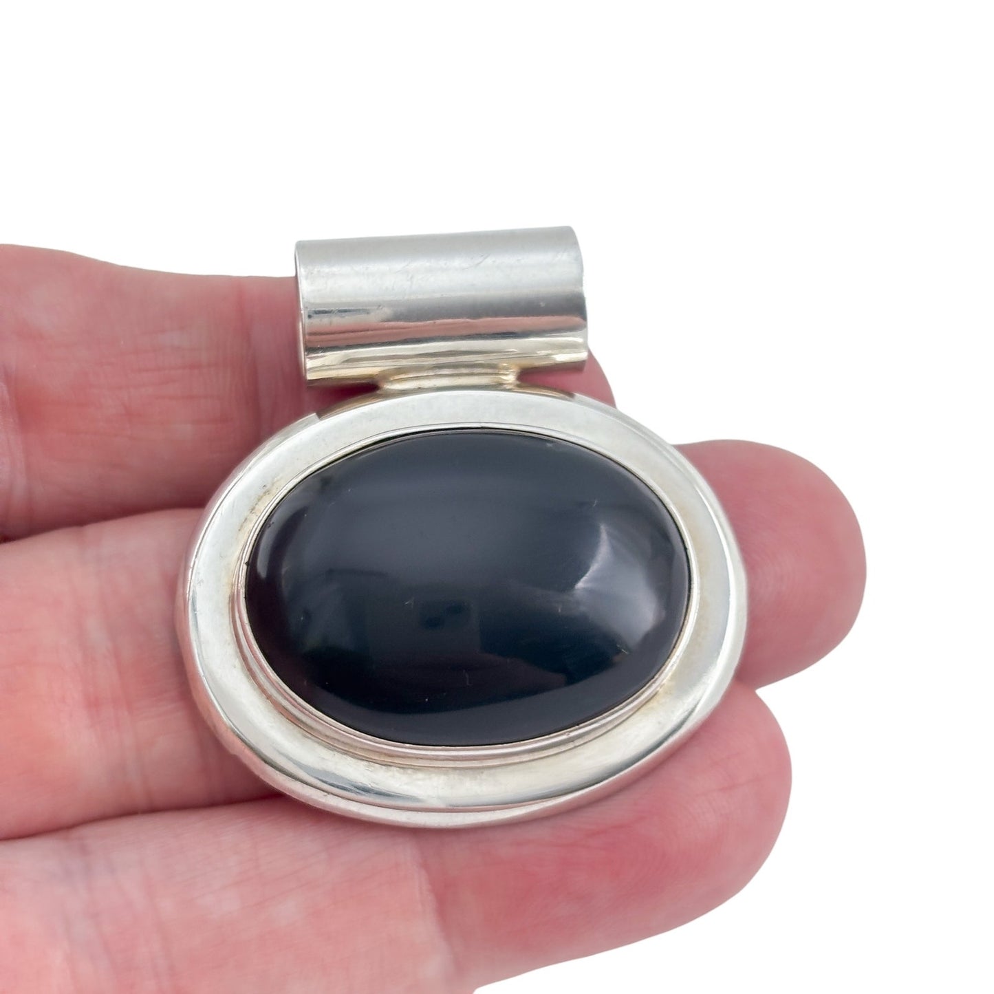 Vintage Sterling Silver 925 Black Onyx Pendant