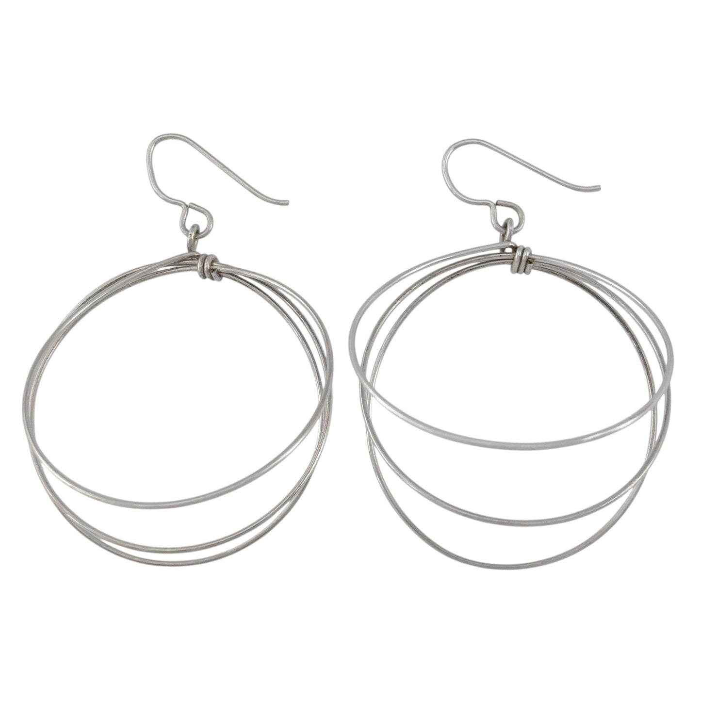 Vintage Sterling Silver 925 Multi Hoop Dangle Earrings