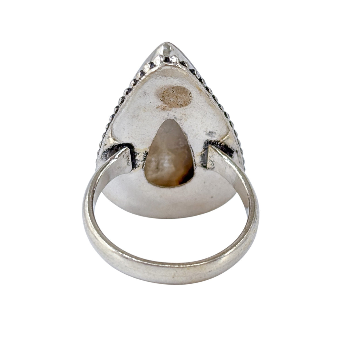 Vintage Sterling Silver 925 Teardrop Agate Statement Ring | Size 7.5