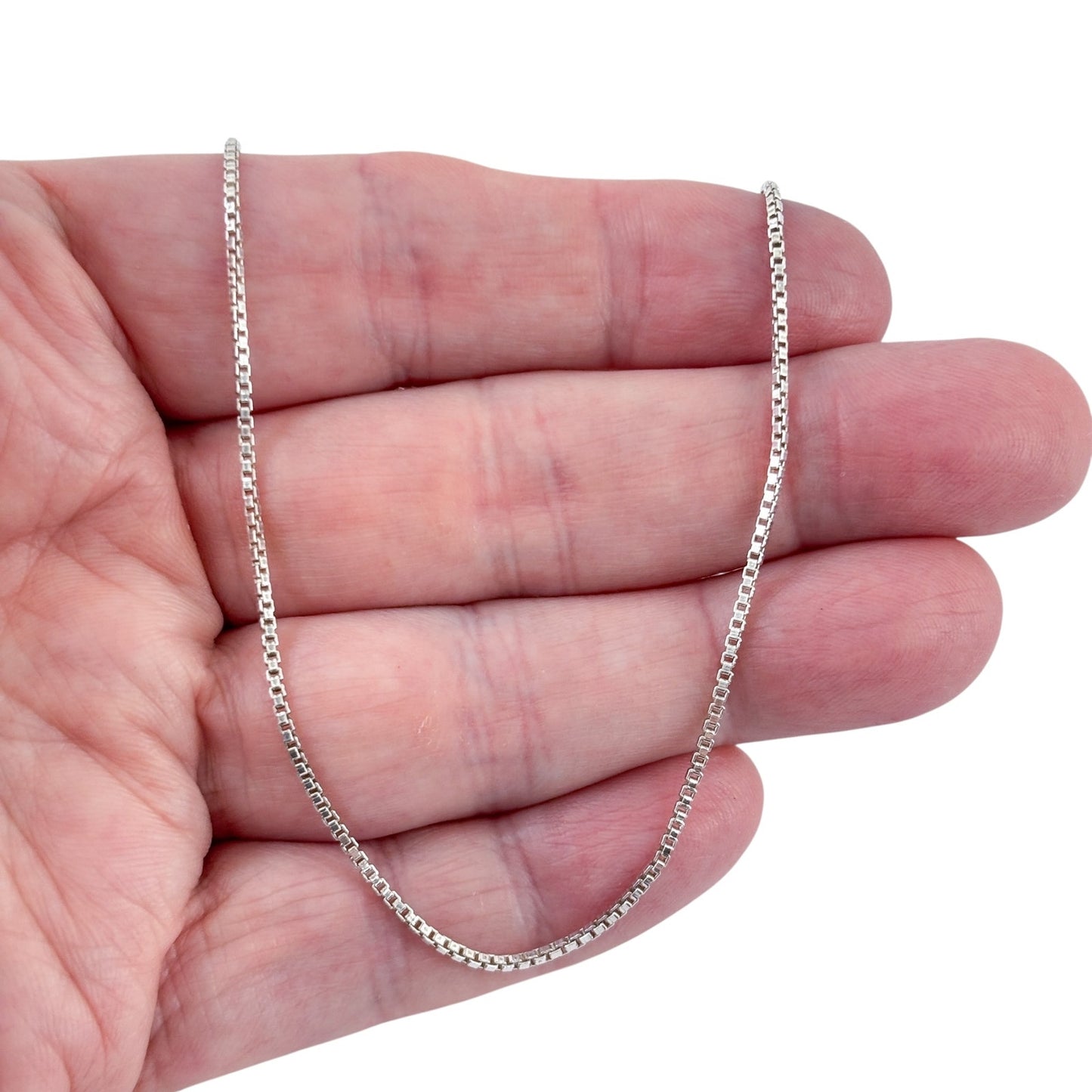 Vintage Italian Sterling Silver 925 Box Link Chain Necklace 16"