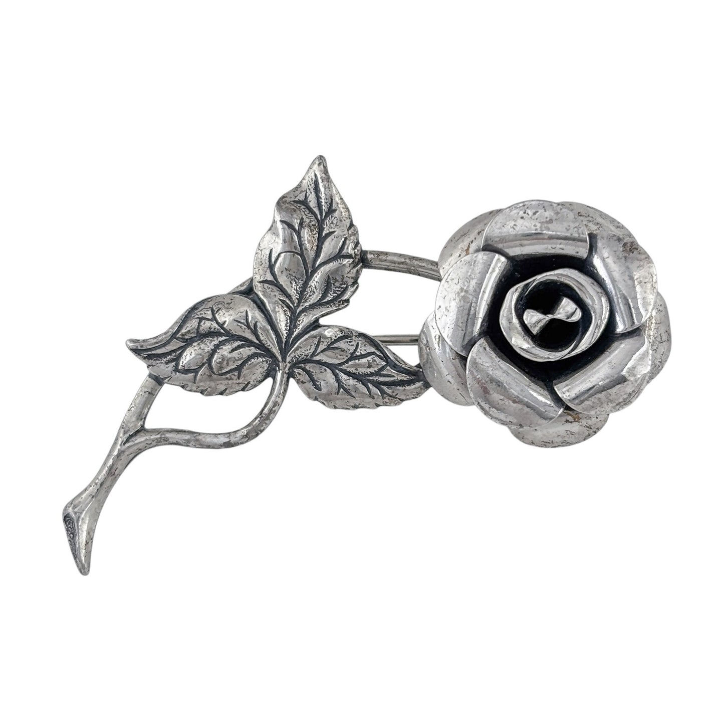 Sterling Silver 925 Rose Flower Brooch