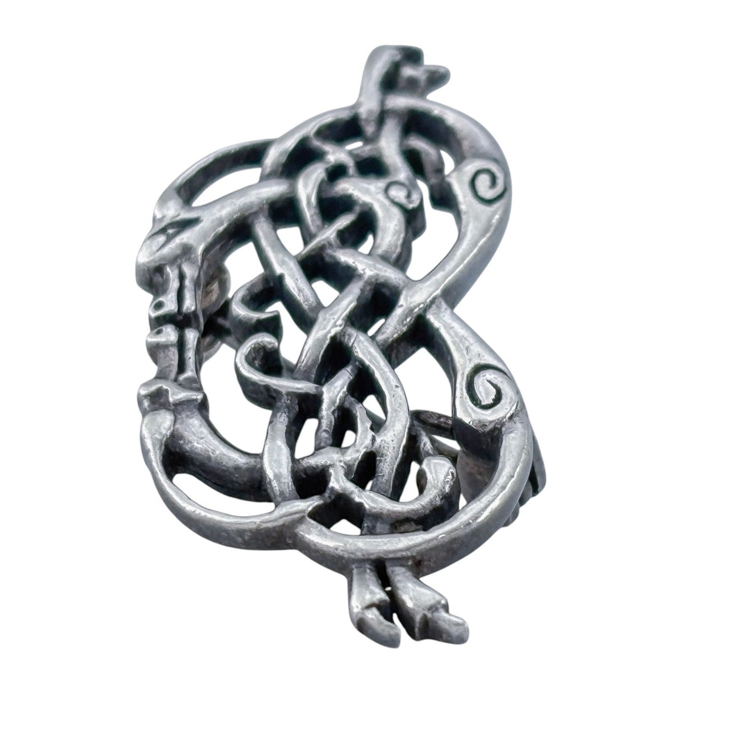Vintage Sterling Silver 925 Celtic Dragon Brooch