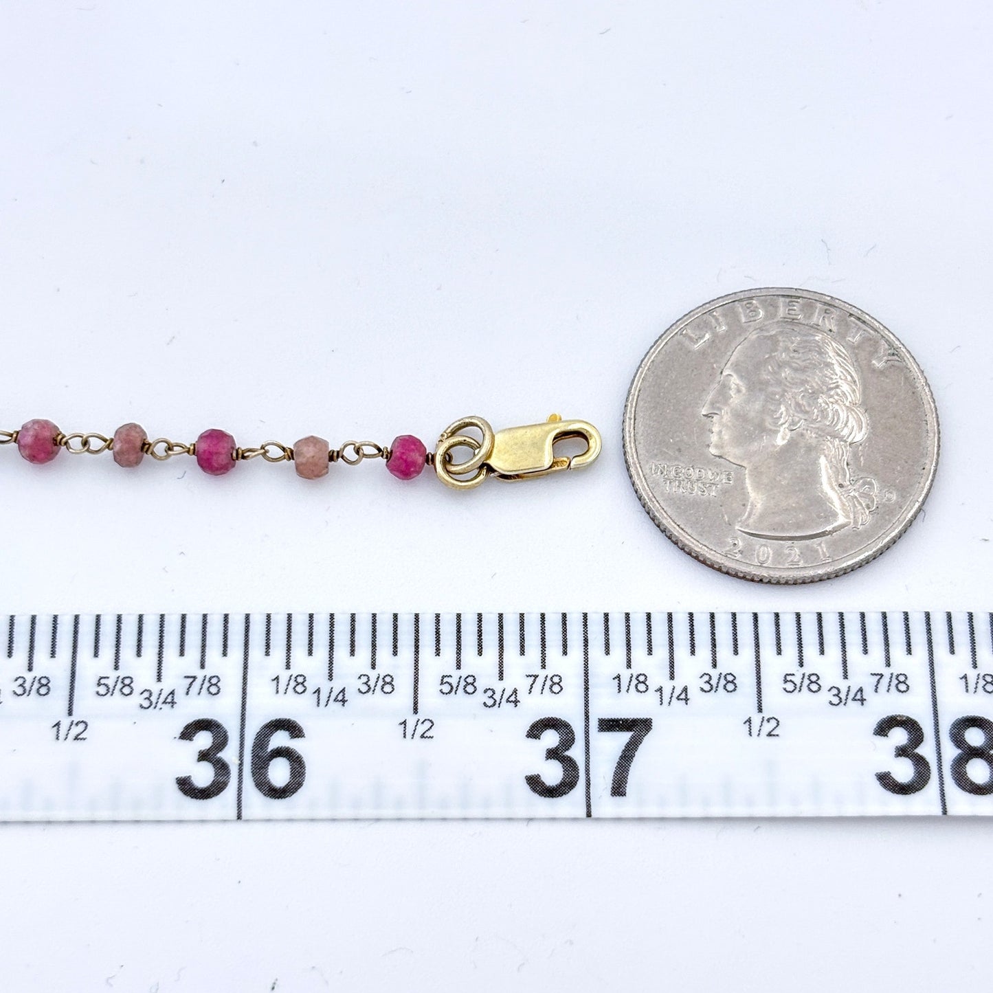 Vintage Sterling Silver 925 Tourmaline Baroque Imitation Pearl Necklace 37"