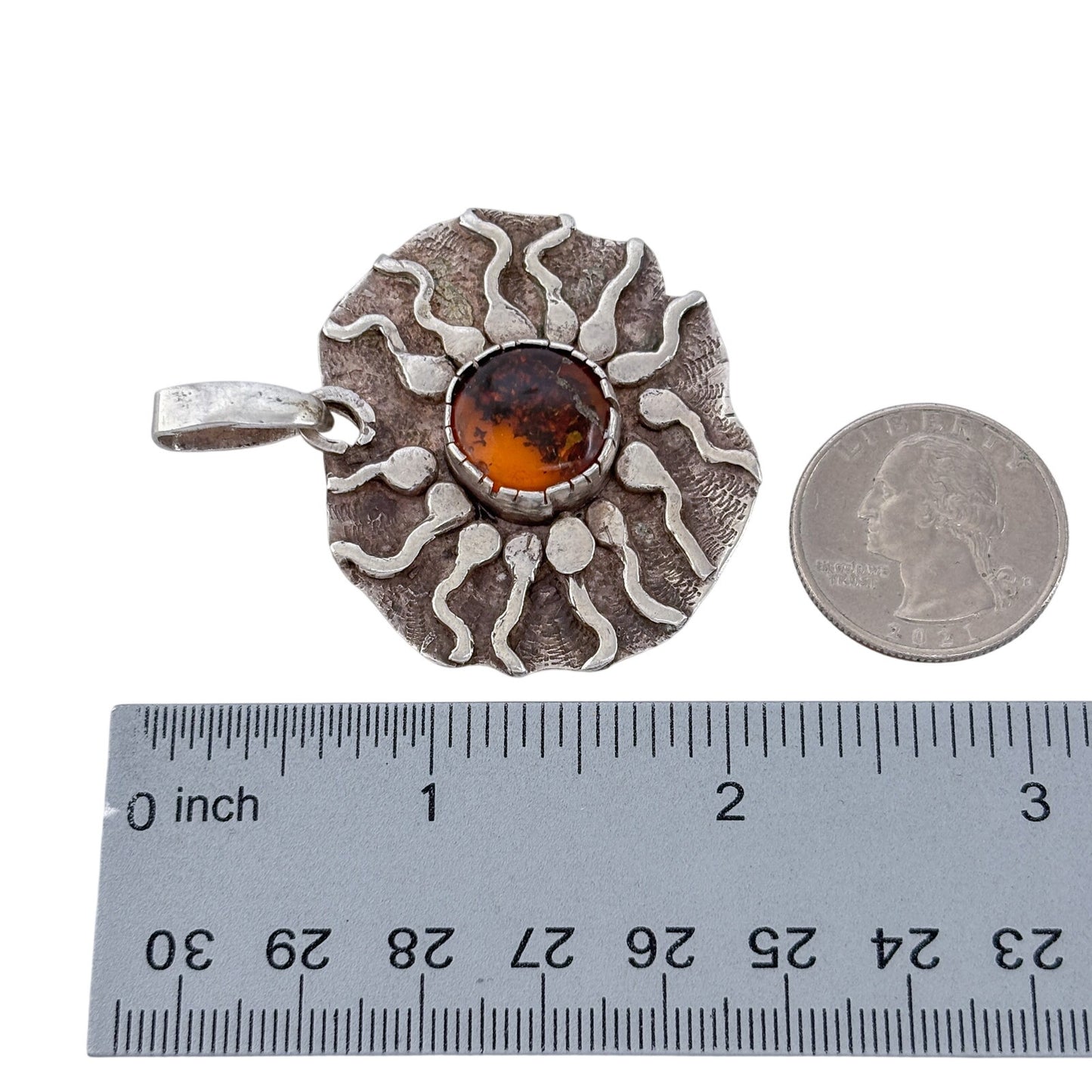 Vintage Sterling Silver 925 Amber Fertility Pendant