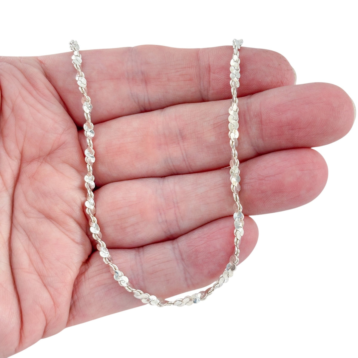 Vintage Italy Sterling Silver 925 Tinsel Link Chain Necklace 24"