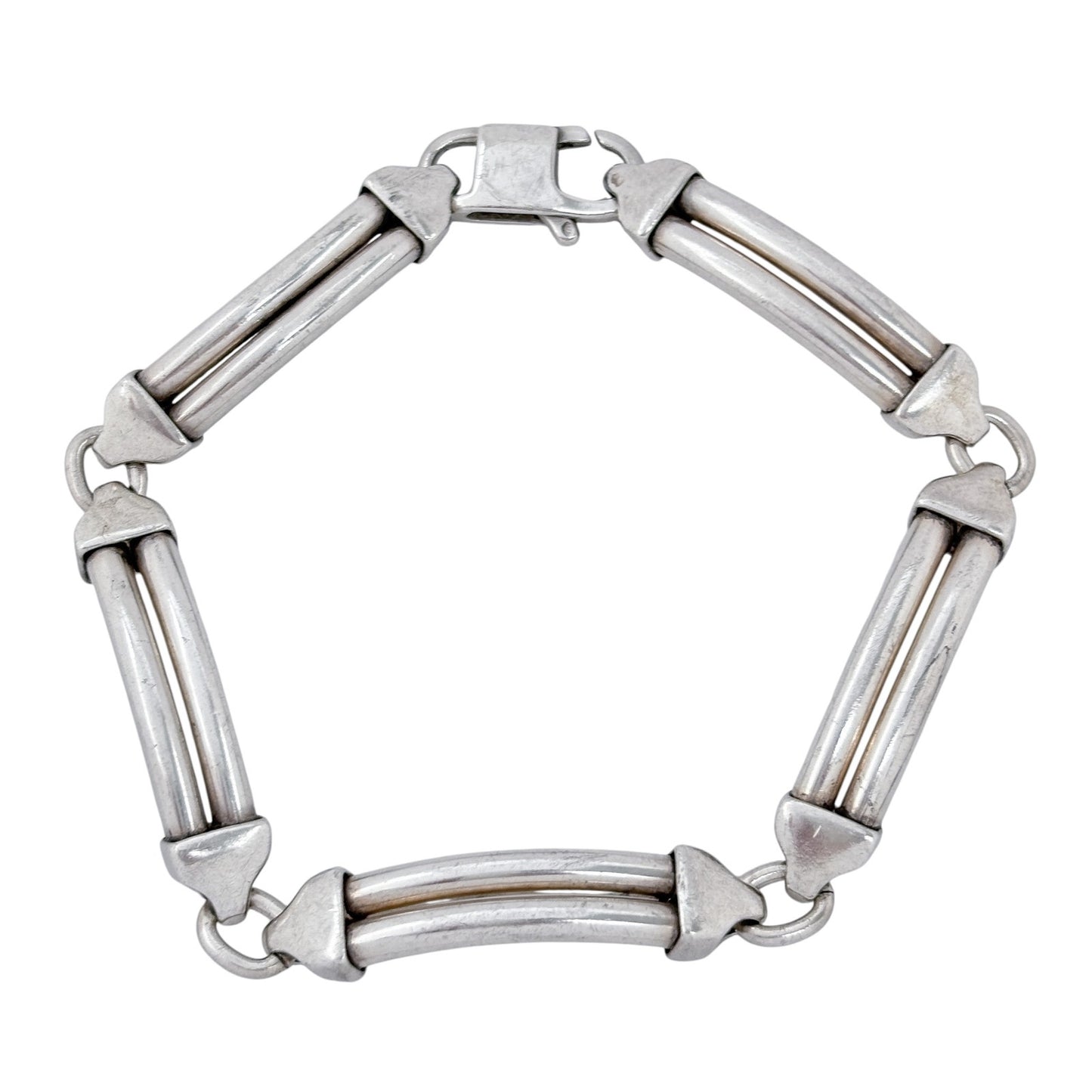 Estate Sterling Silver 925 Cylindrical Link Bracelet 7.5"