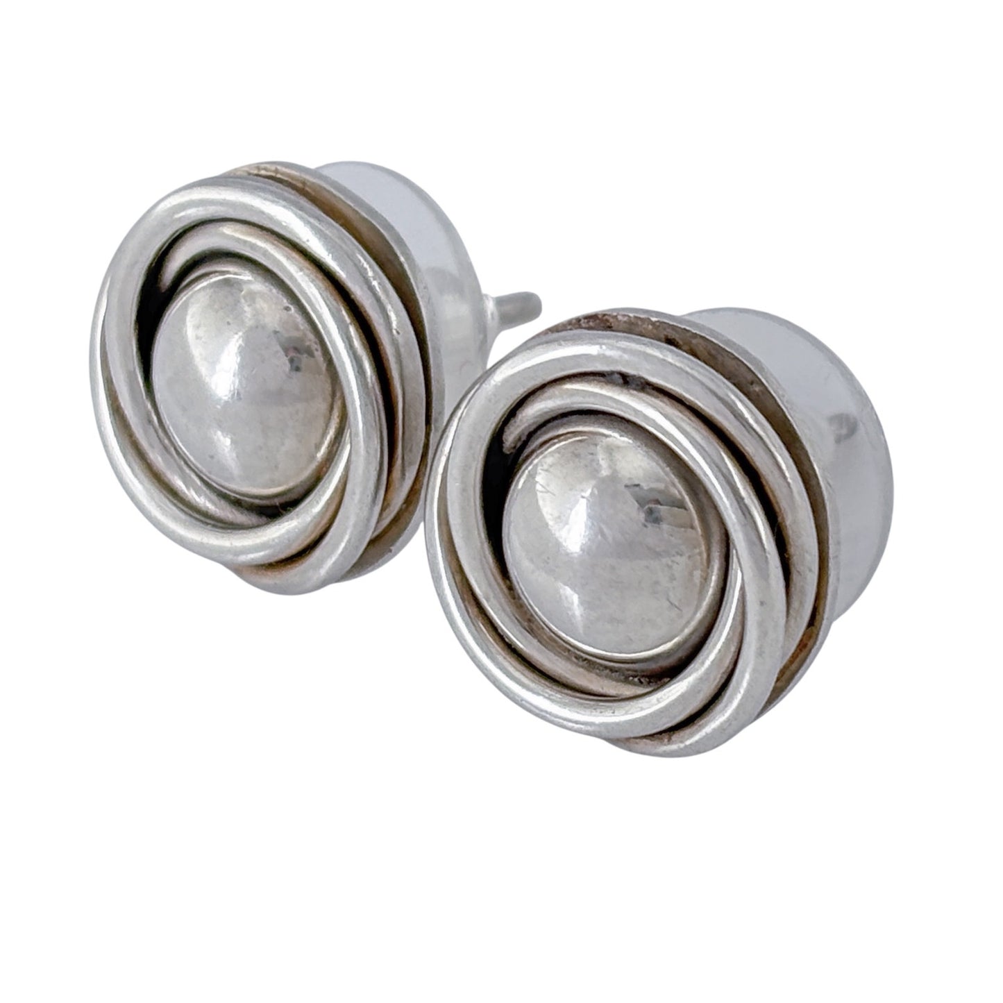 Vintage Sterling Silver 925 Swirl Stud Earrings