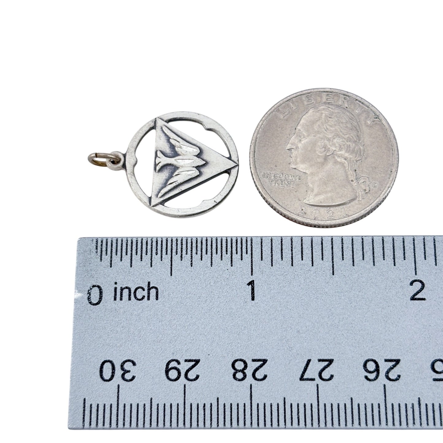 Vintage Sterling Silver 925 Triangle Dove Pendant