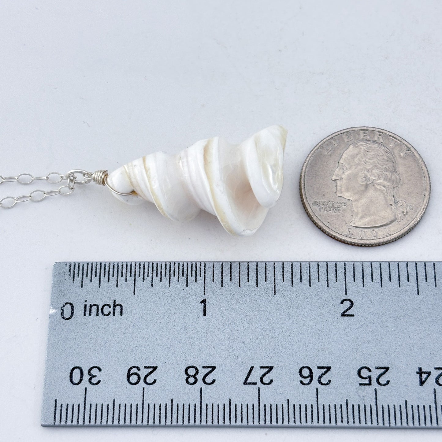 Vintage Sterling Silver 925 Shell Pendant Necklace 18"