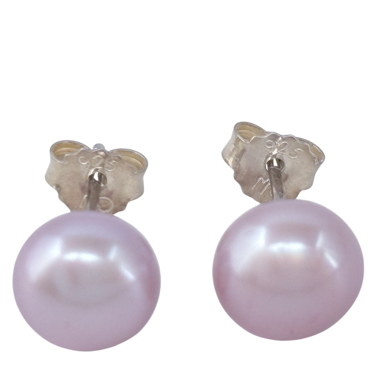 Vintage Sterling Silver 925 Purple Pearl Stud Earrings