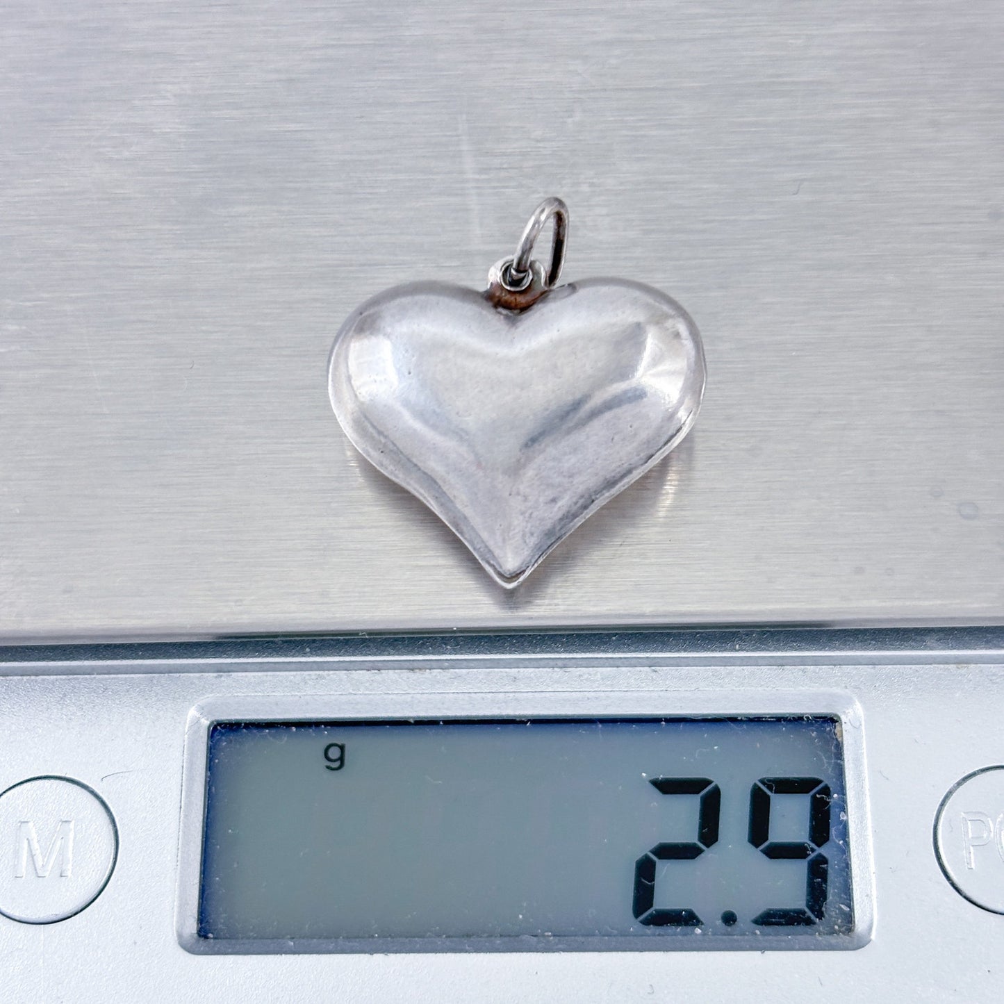 Vintage Sterling Silver 925 Puffy Heart Pendant
