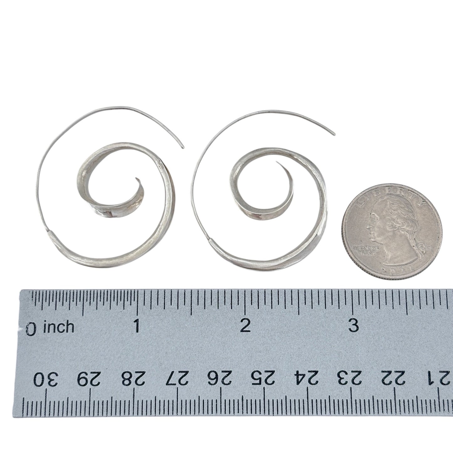 Vintage Sterling Silver 925 Spiral Hoop Earrings