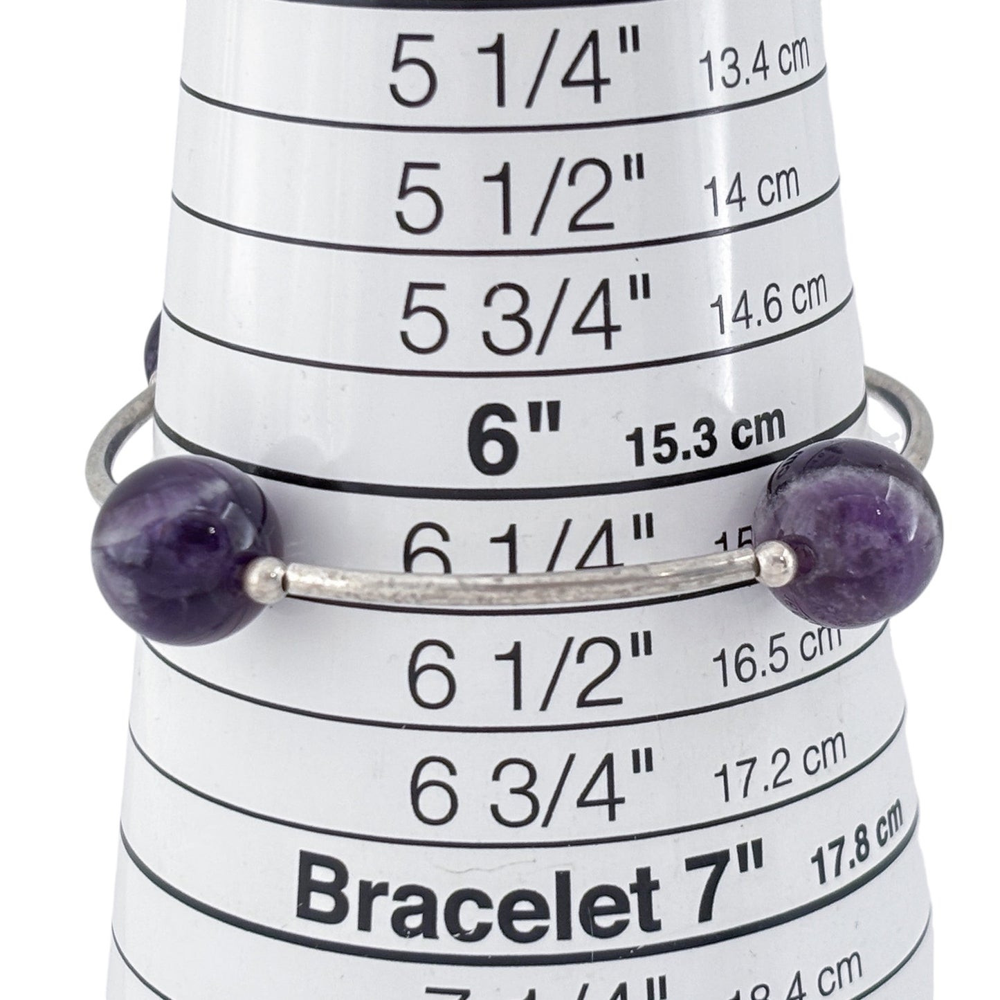 Vintage Sterling Silver 925 Amethyst Stretch Bracelet 6.75"